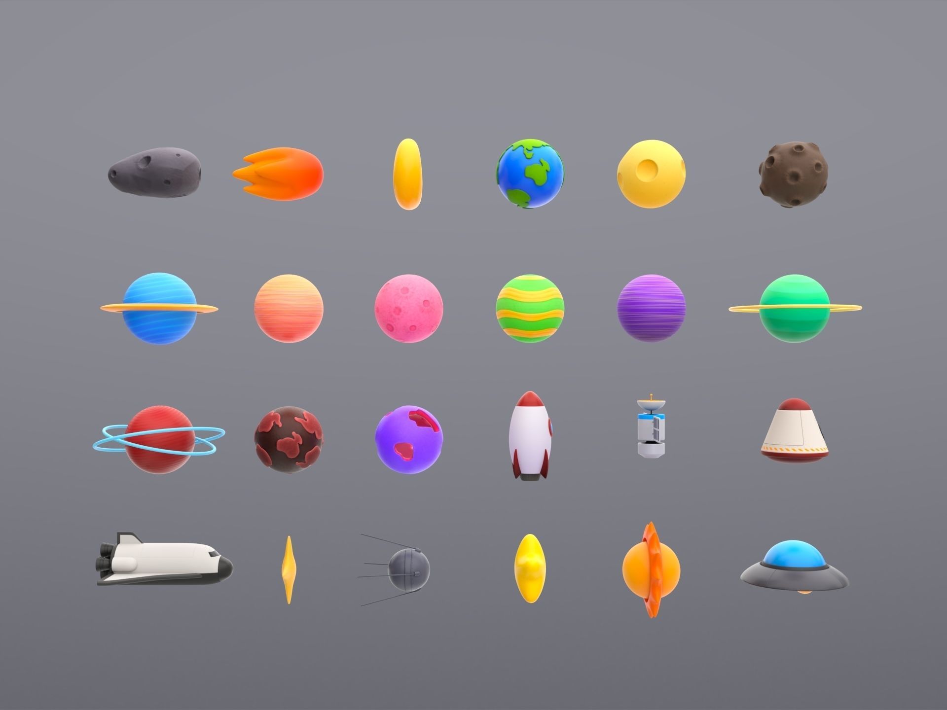 Cartoon Space Pack 3D model_7
