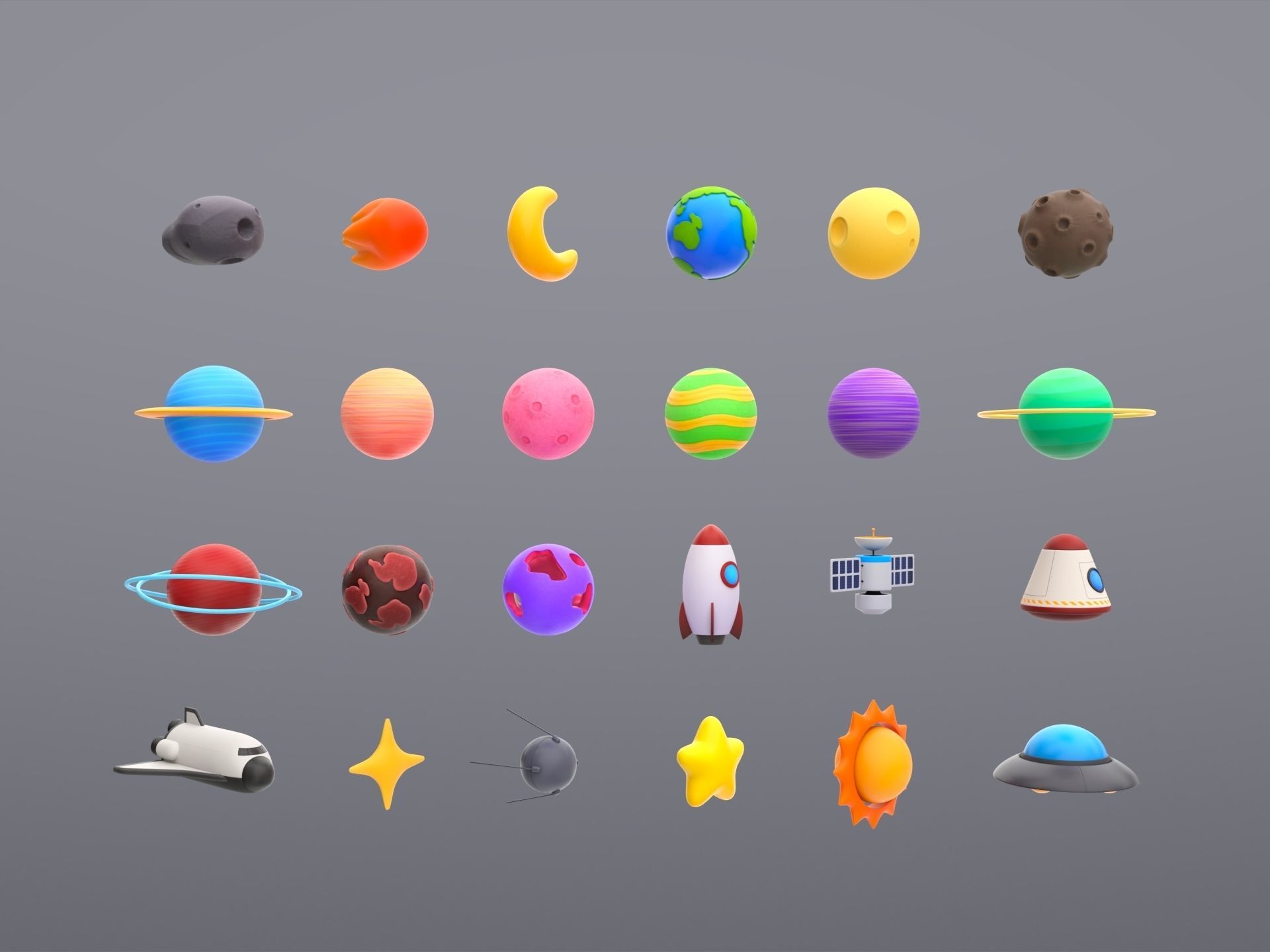Cartoon Space Pack 3D model_9
