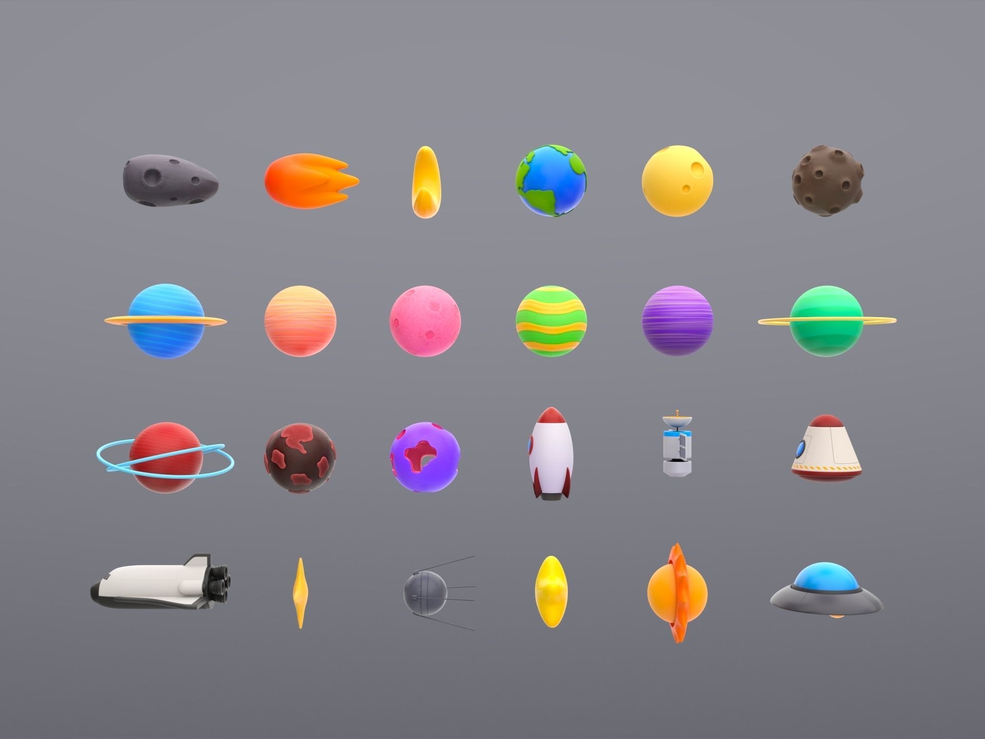 Cartoon Space Pack 3D model_3