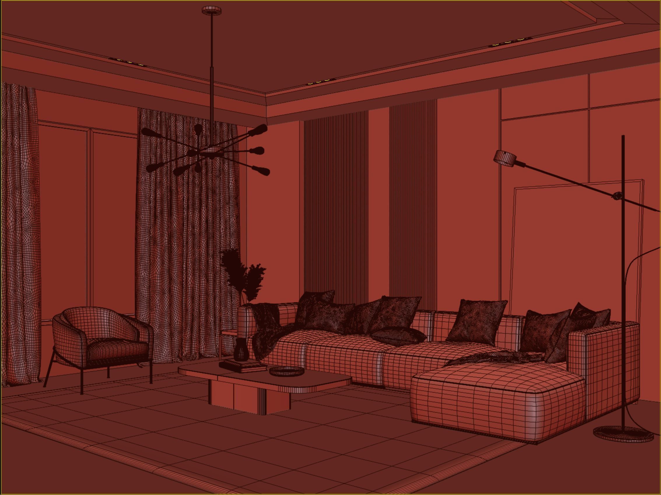 Interior Living Room Scene 17 3D model_10