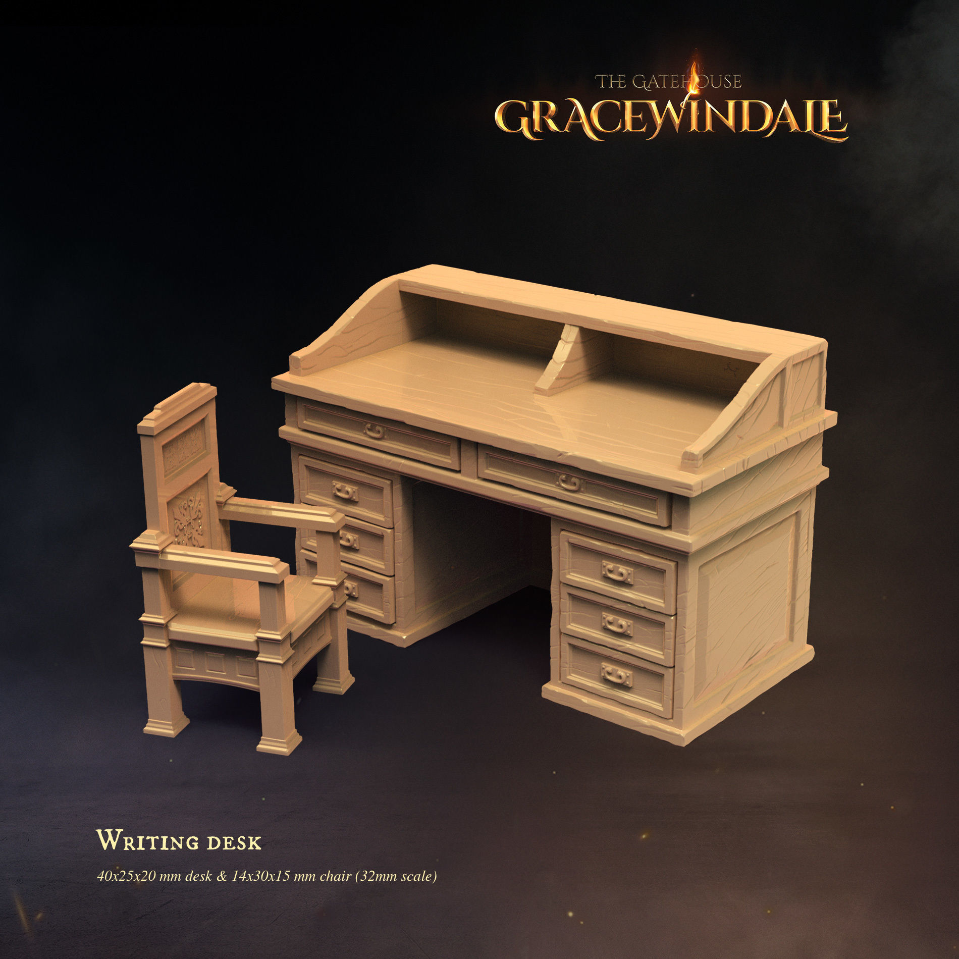 Gatehouse - Writing Desk 3D print model_1