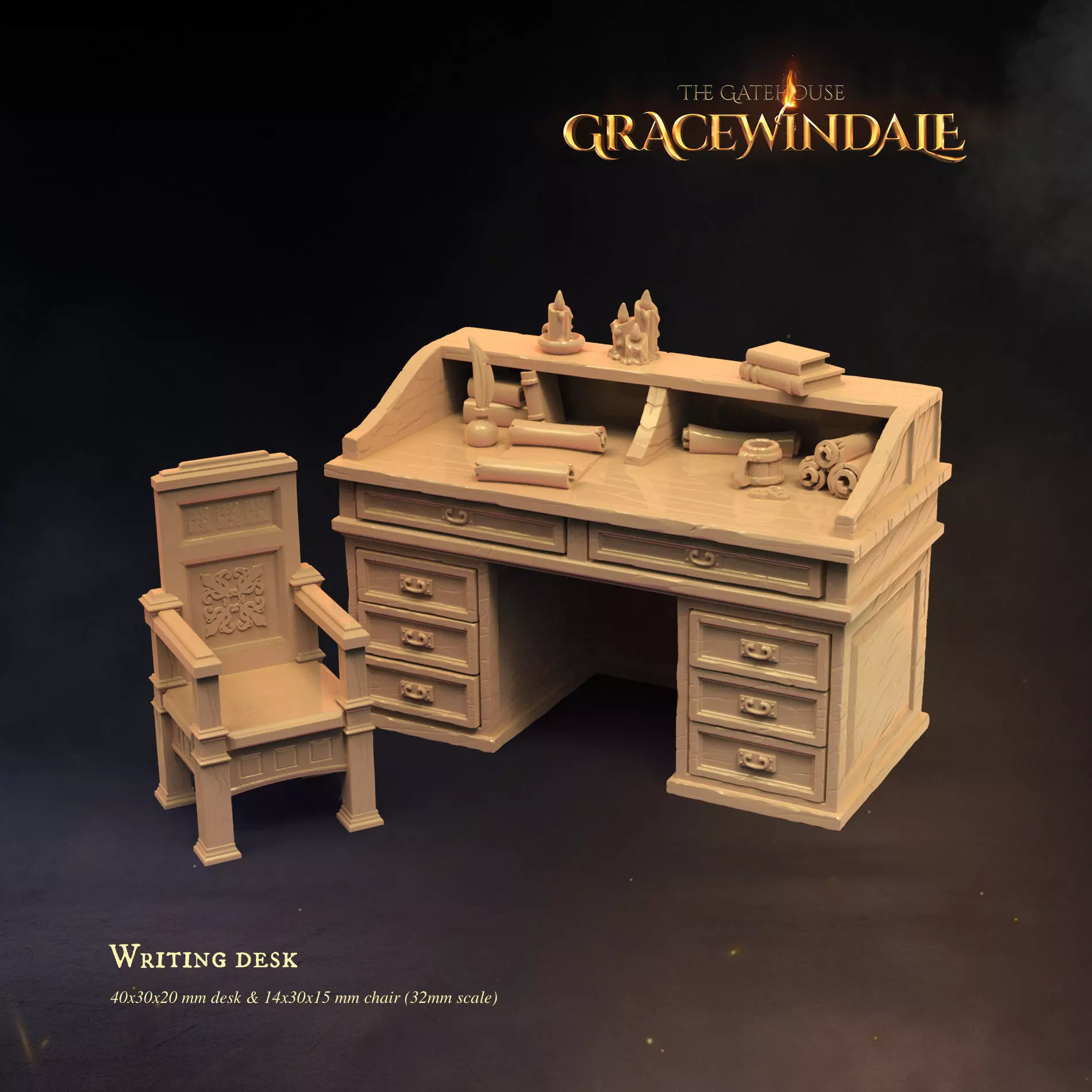 Gatehouse - Writing Desk 3D print model_0