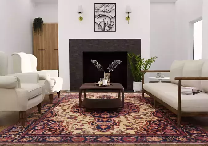 Living Room Interior Scene 01 Low-poly 3D model