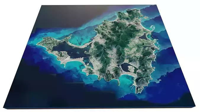 Saint Martin island full 3d model terrain