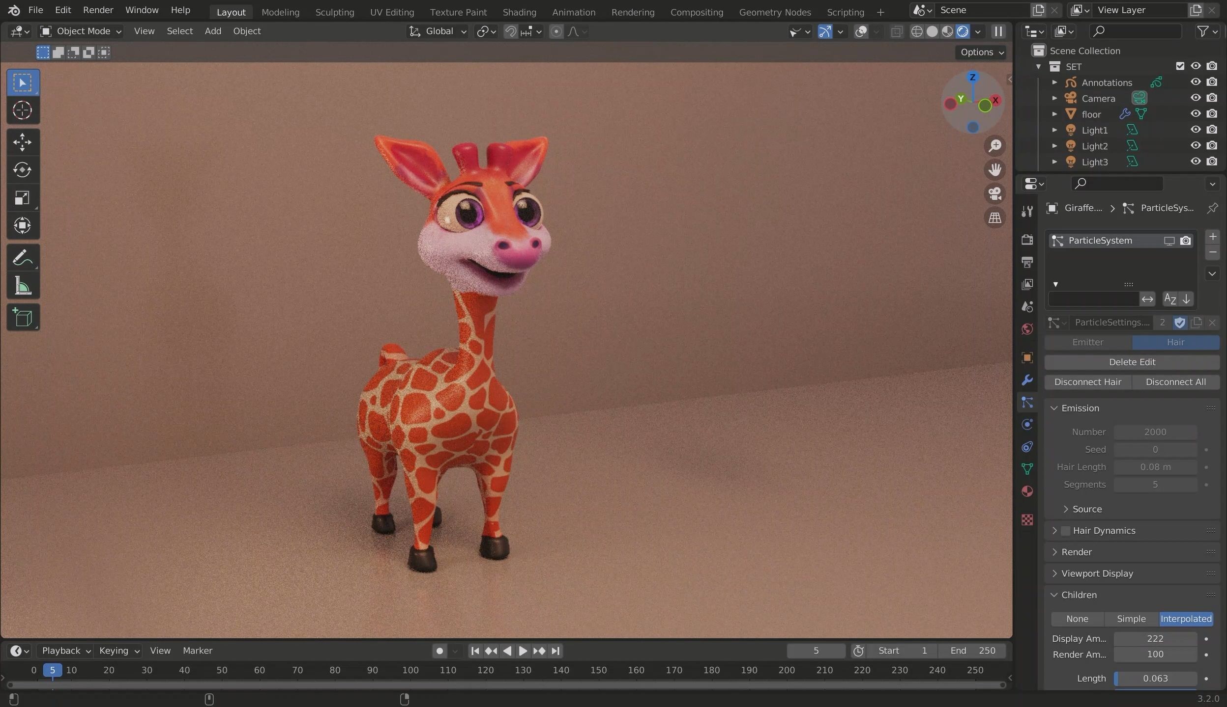 3D Cartoon Giraffe Low-poly 3D model_29
