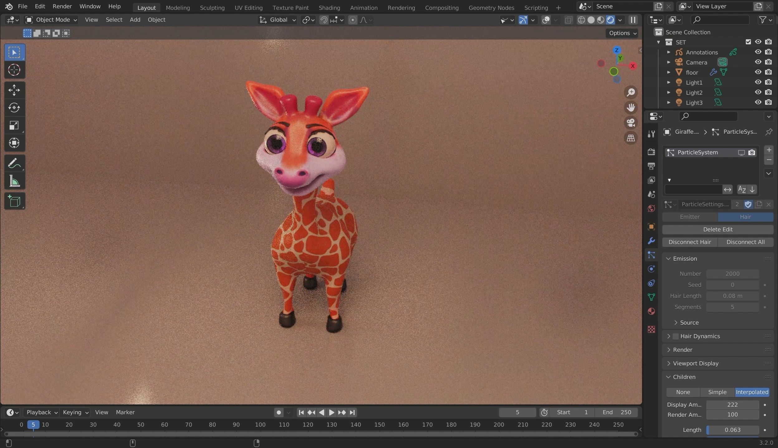 3D Cartoon Giraffe Low-poly 3D model_2
