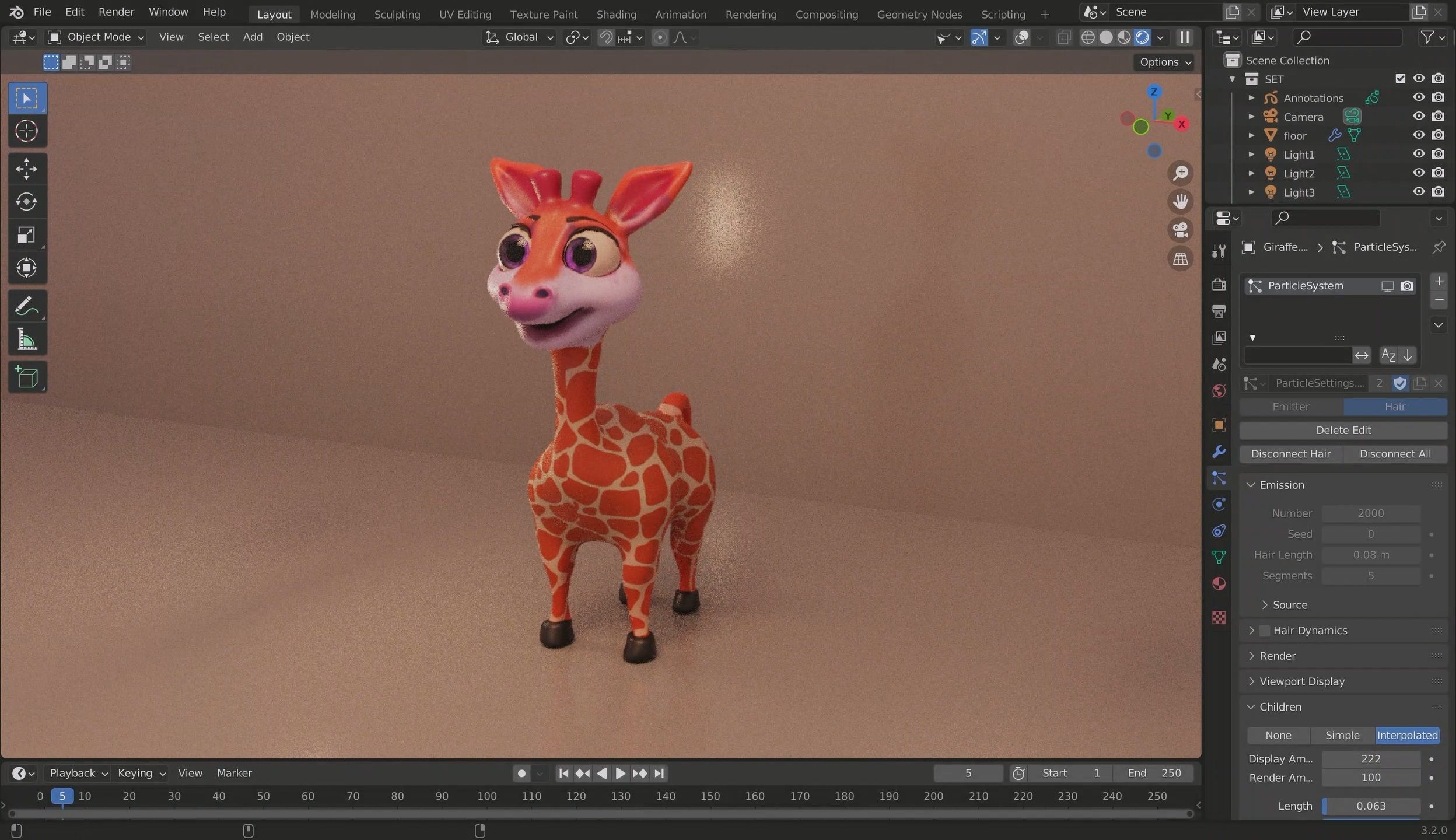 3D Cartoon Giraffe Low-poly 3D model_5
