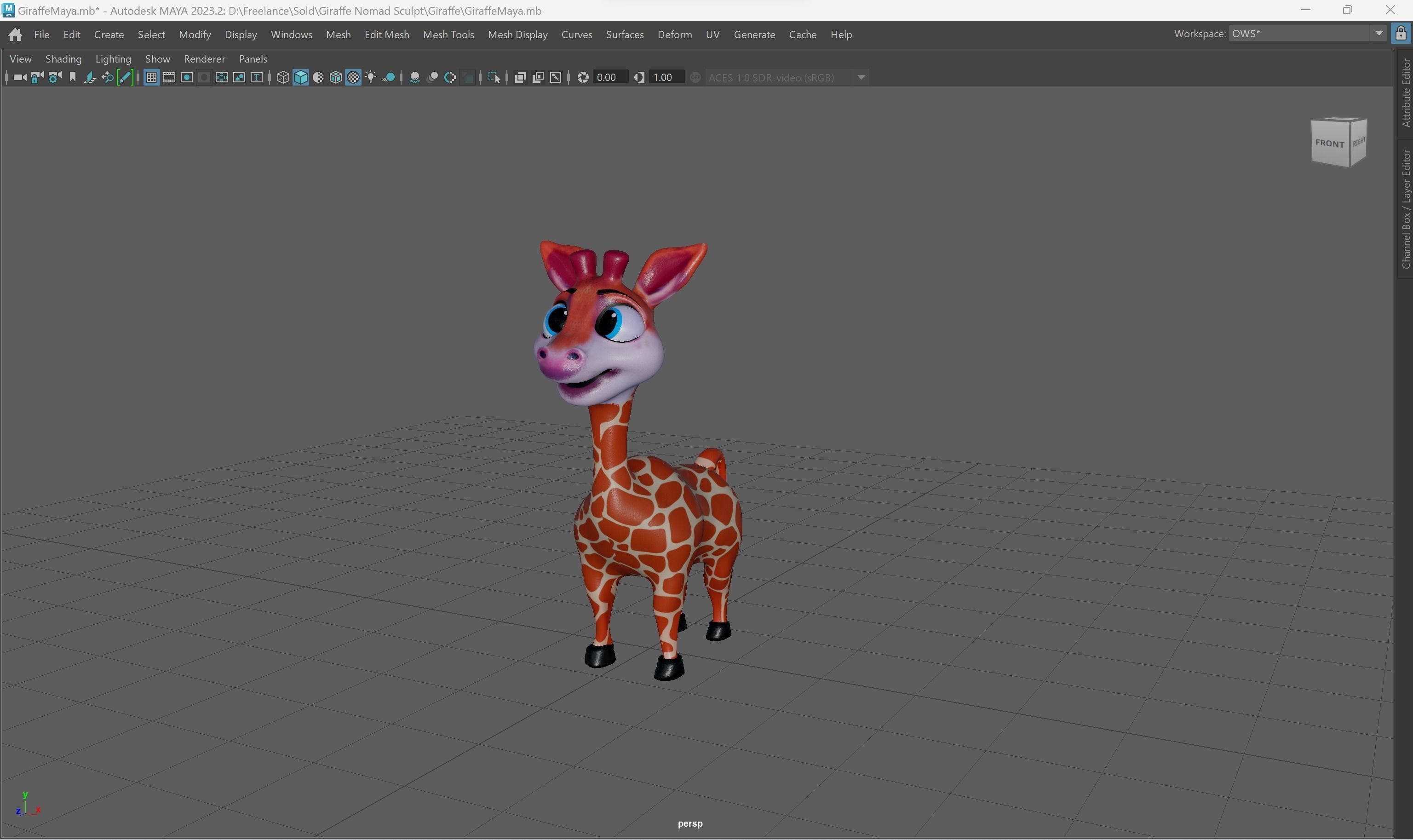 3D Cartoon Giraffe Low-poly 3D model_32