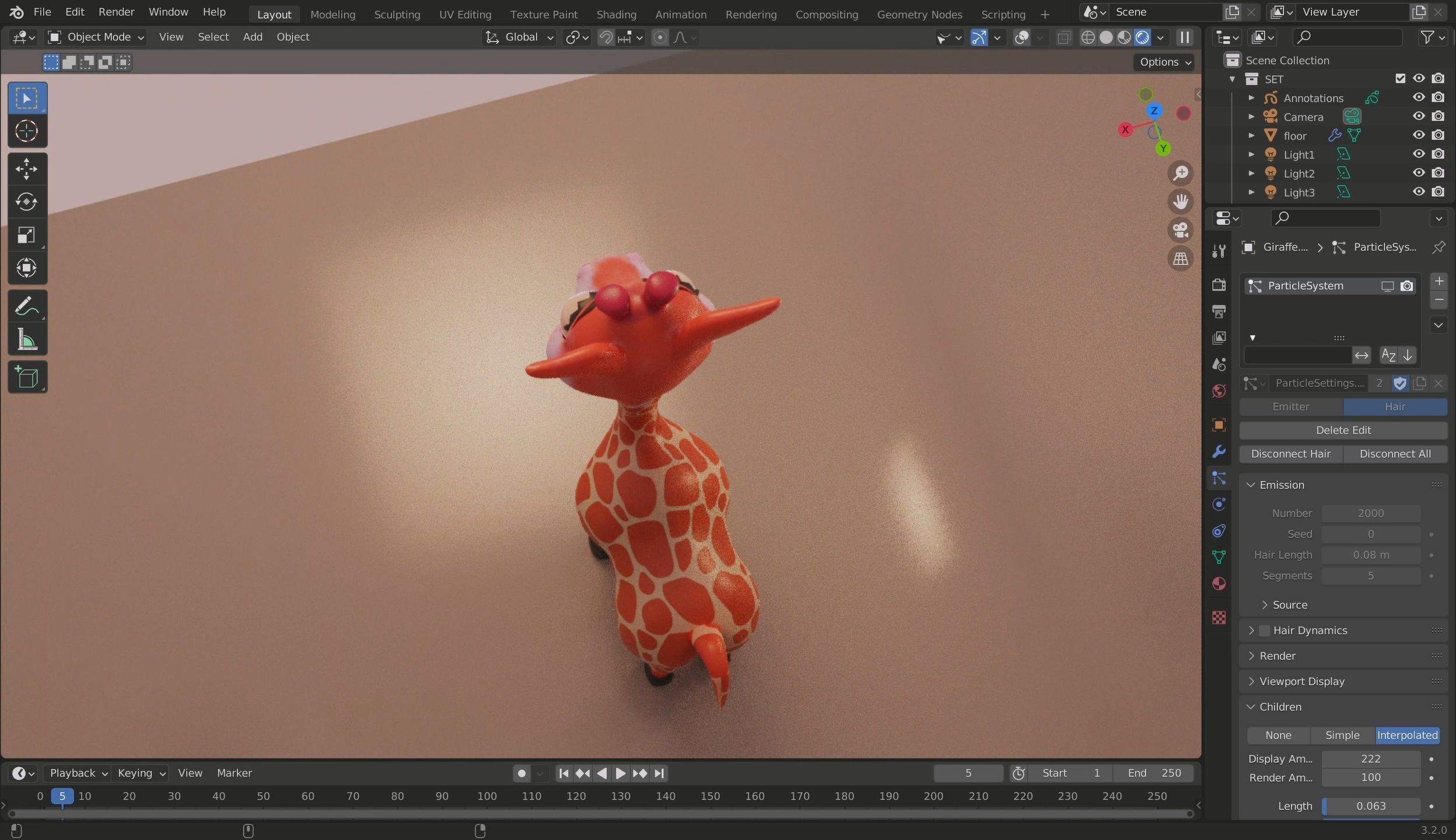 3D Cartoon Giraffe Low-poly 3D model_33