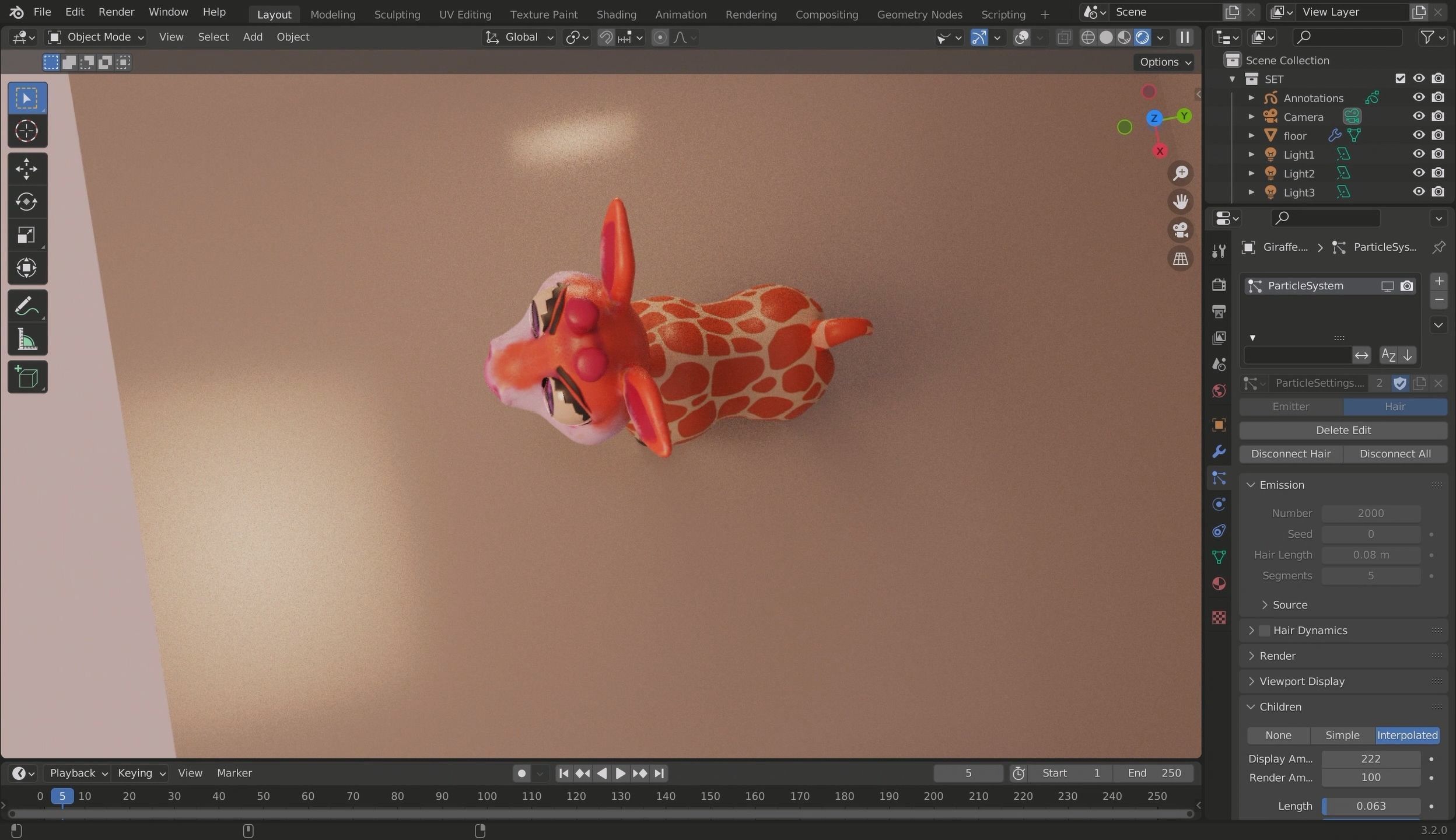3D Cartoon Giraffe Low-poly 3D model_31
