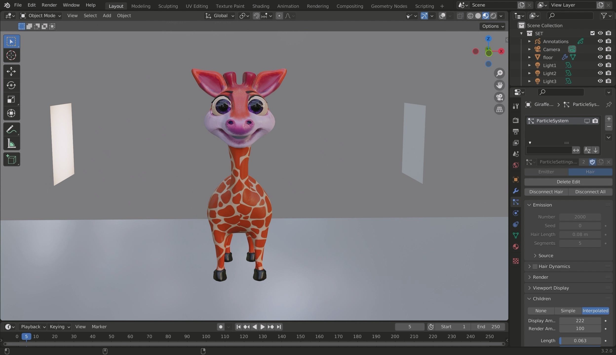 3D Cartoon Giraffe Low-poly 3D model_19