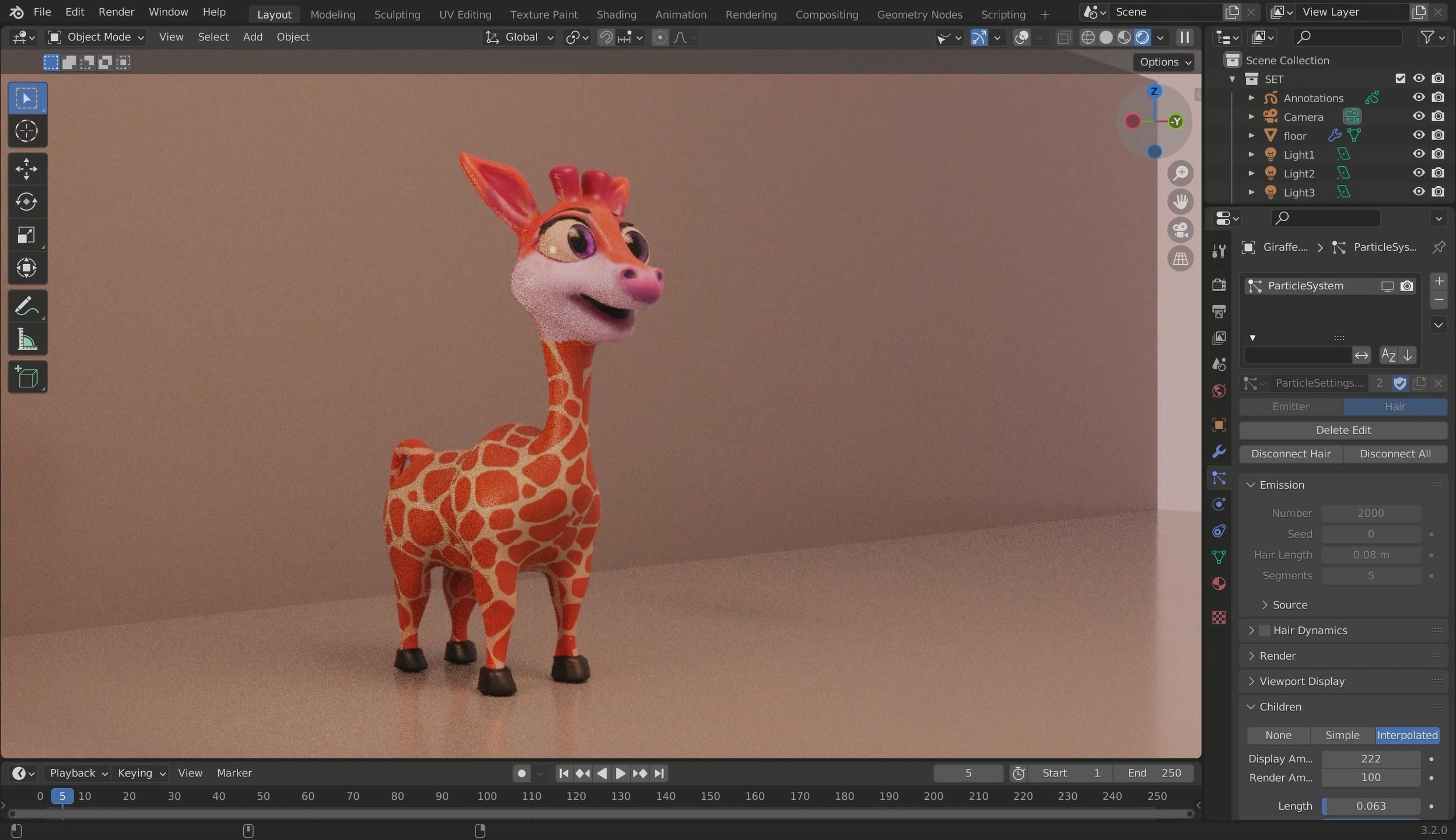 3D Cartoon Giraffe Low-poly 3D model_26