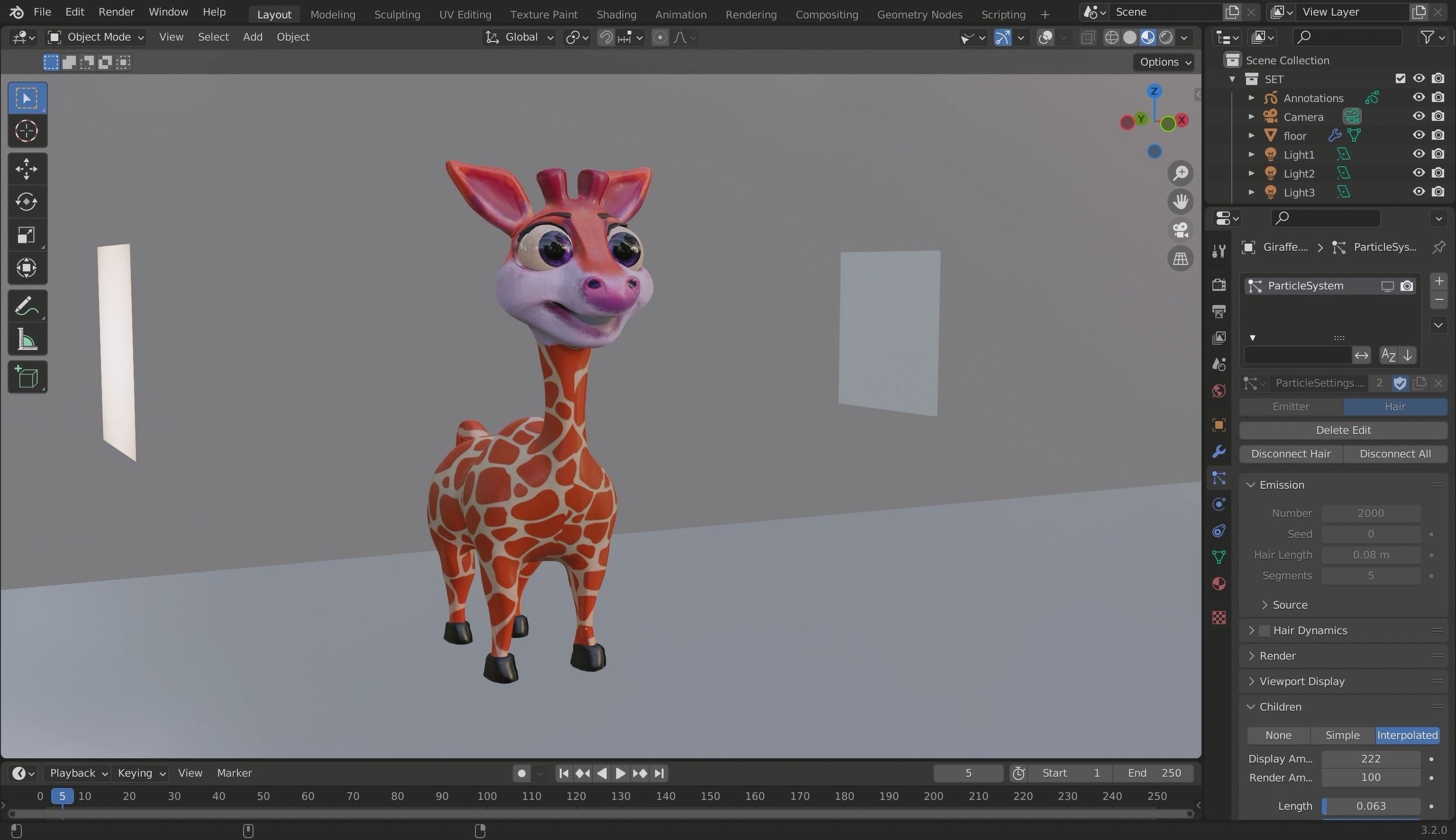 3D Cartoon Giraffe Low-poly 3D model_28