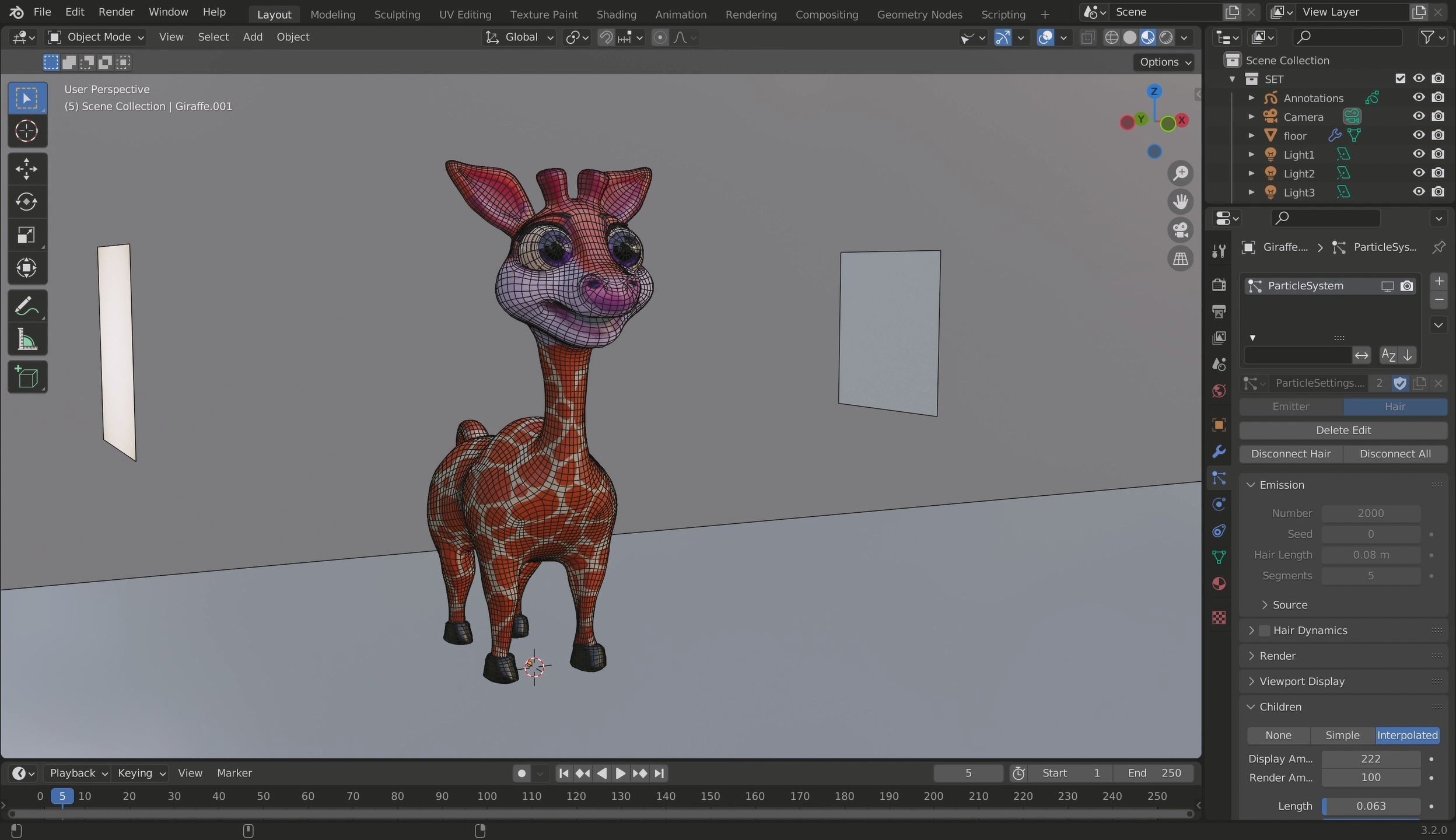 3D Cartoon Giraffe Low-poly 3D model_21