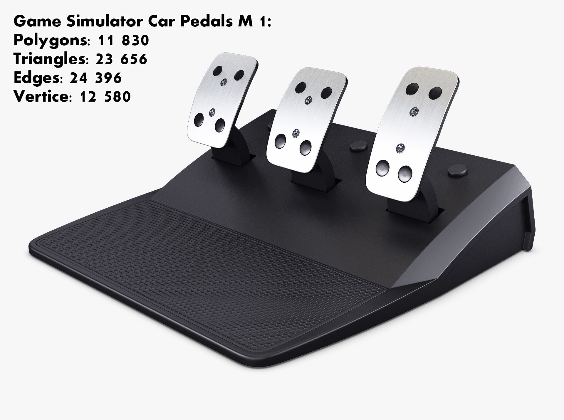 Generic Gaming Steering Wheel with Pedals and Shifter M 1 3D model_53