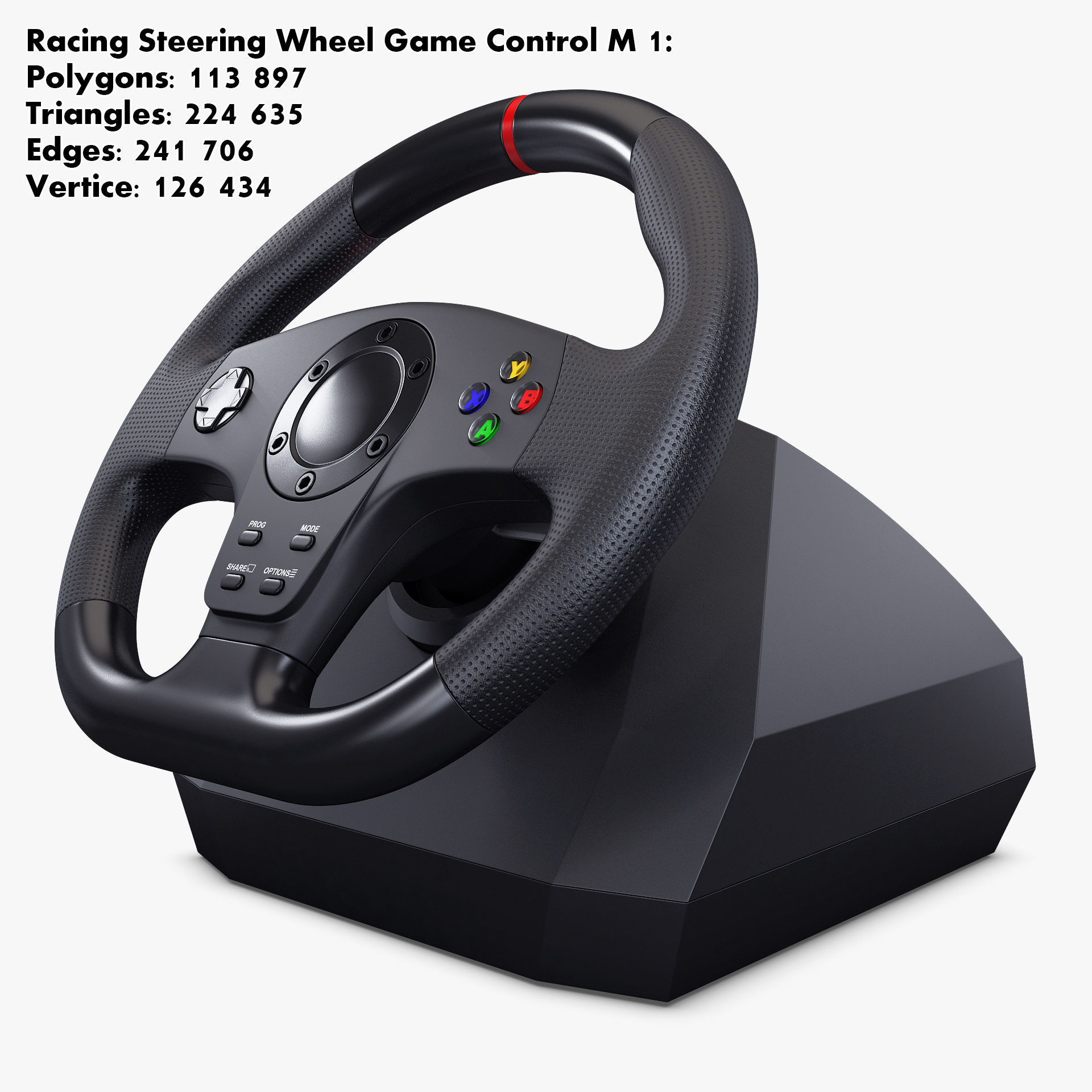 Generic Gaming Steering Wheel with Pedals and Shifter M 1 3D model_2