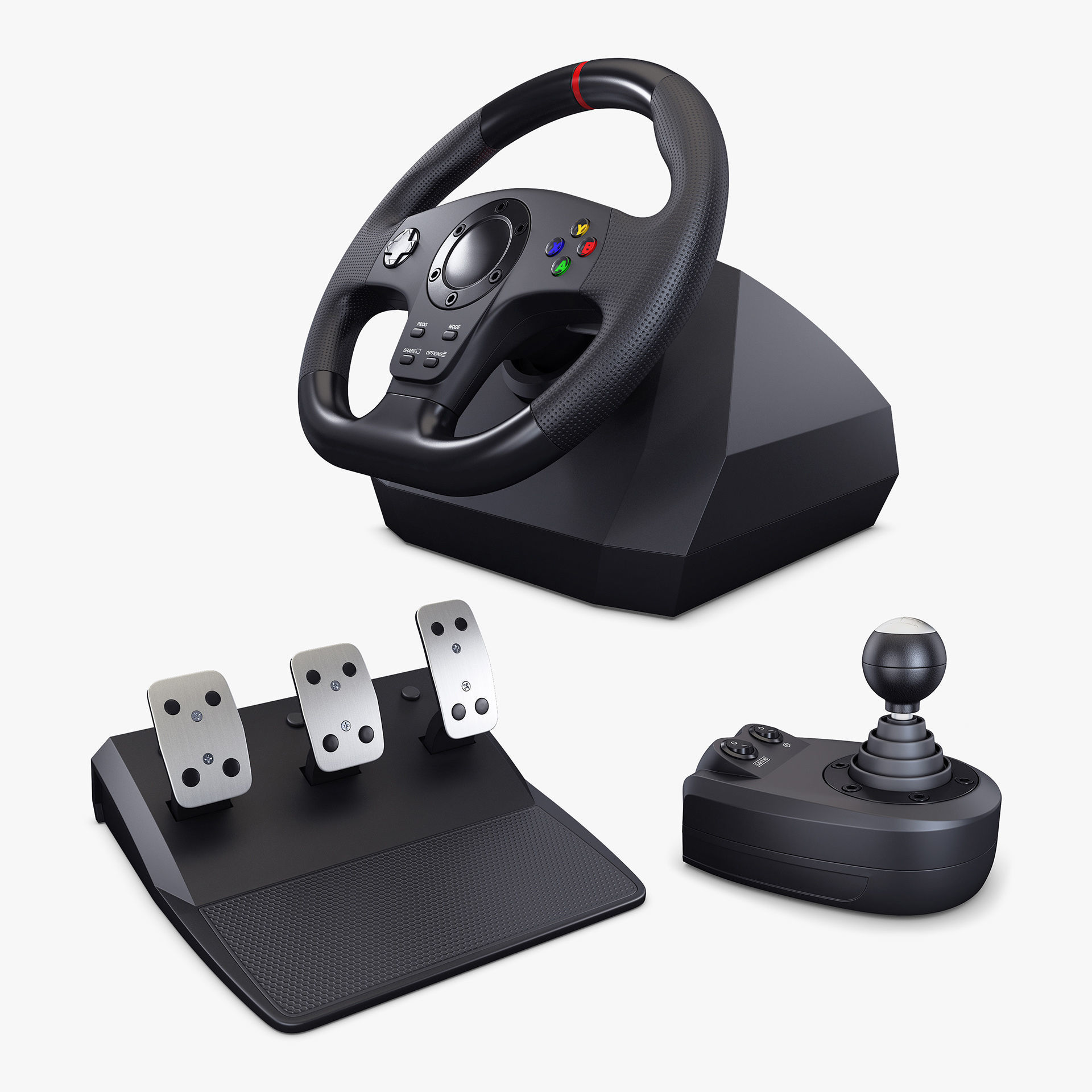 Generic Gaming Steering Wheel with Pedals and Shifter M 1 3D model_1