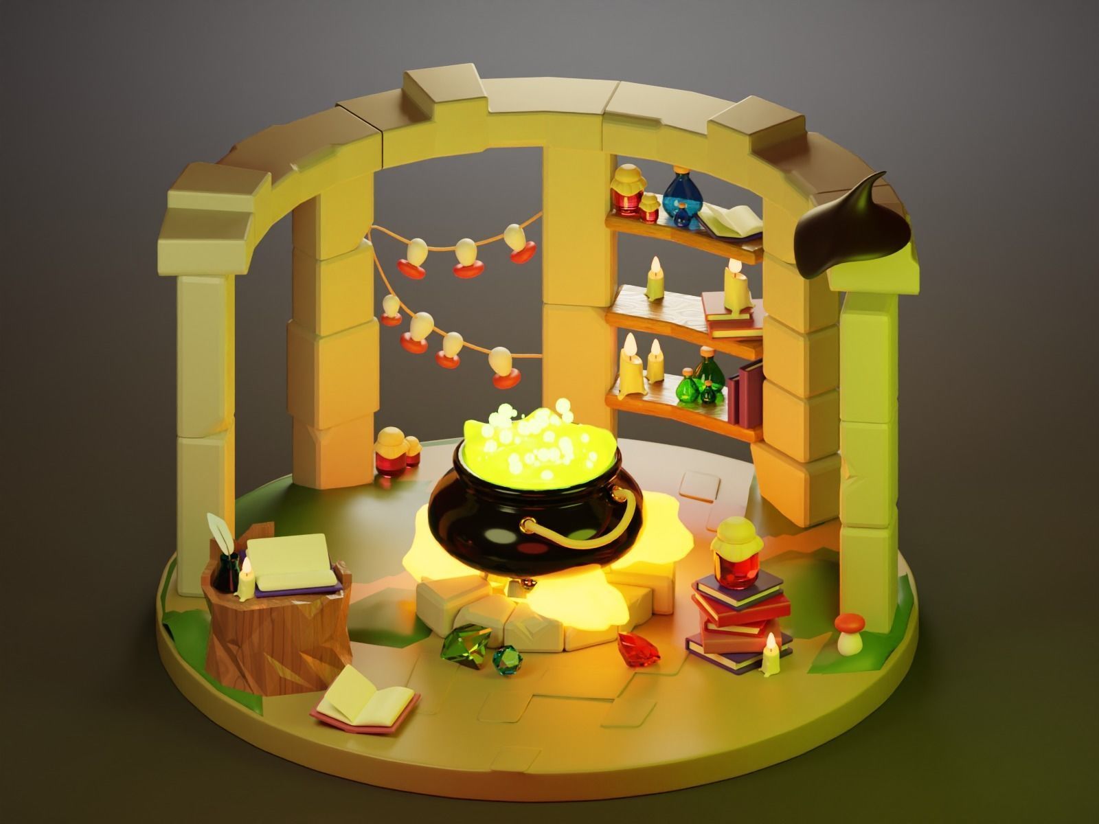 MAGIC GLADE Witch Low-poly 3D model_8