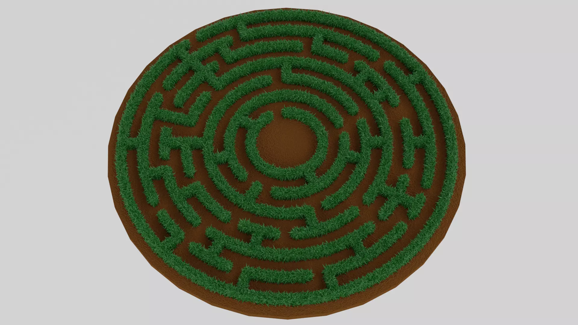 Circular Maze With Grass 3D print model_0