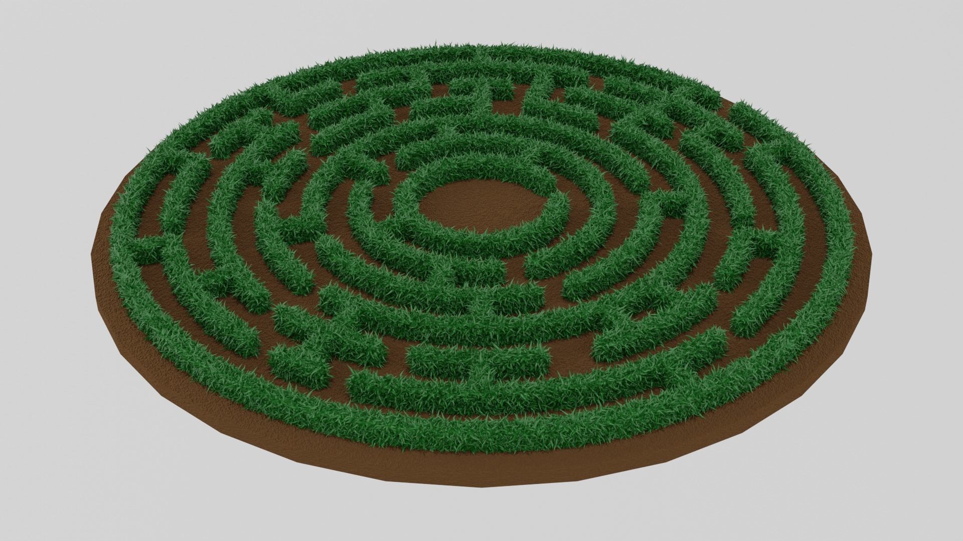 Circular Maze With Grass 3D print model_3