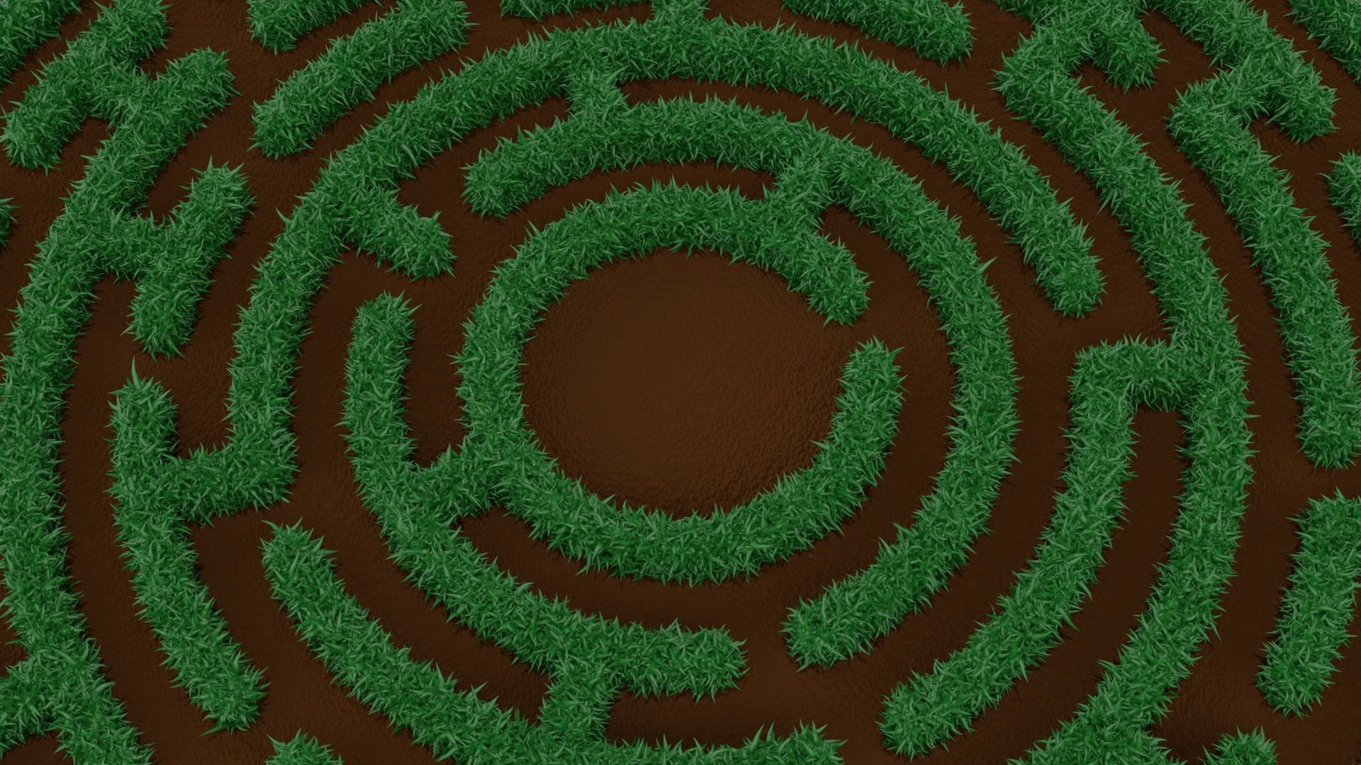 Circular Maze With Grass 3D print model_2