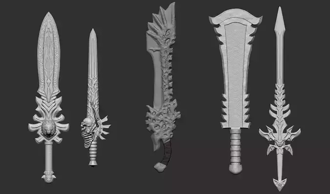 5 fantasy swords 3d printable