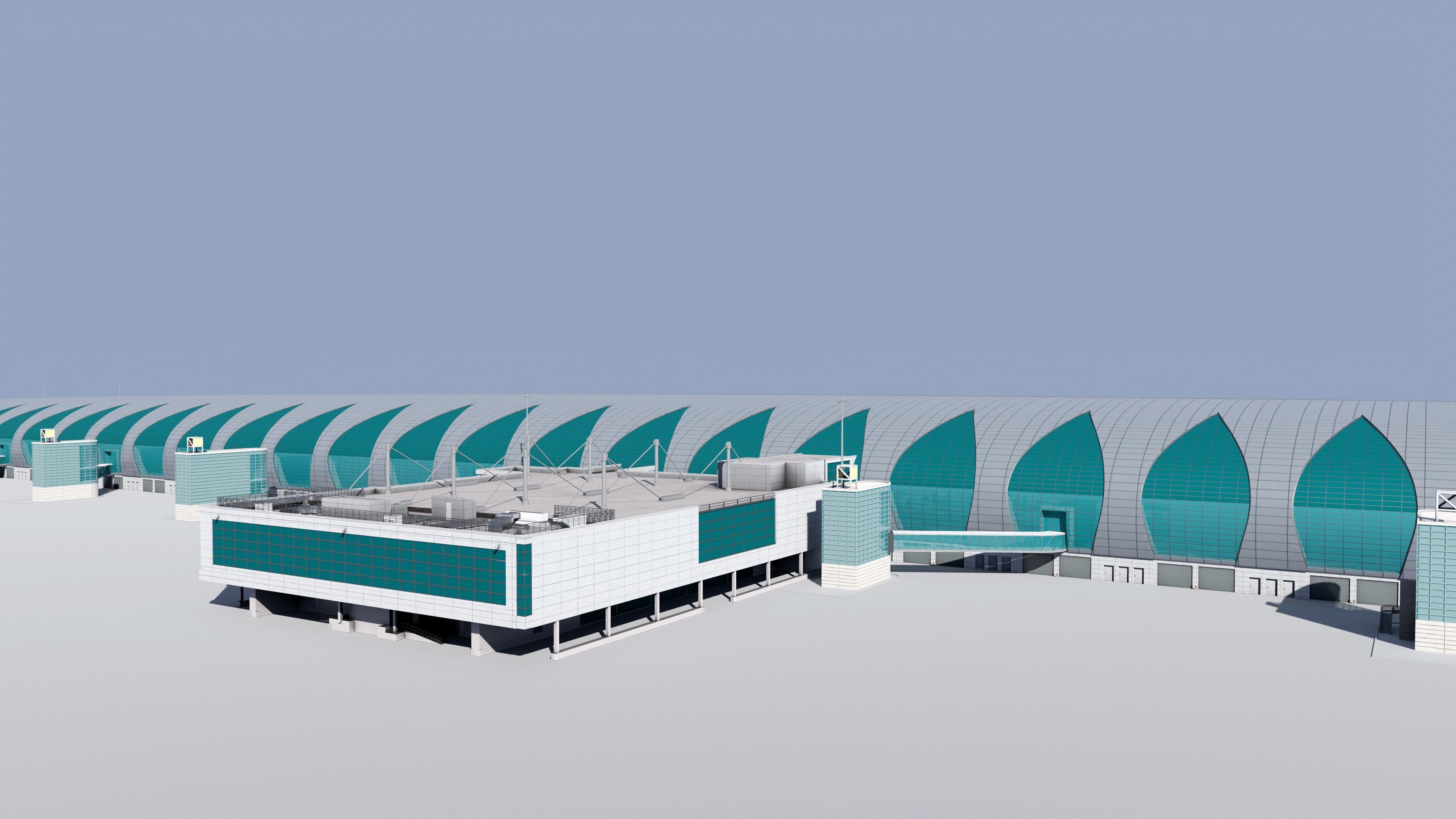 Dubai international airport terminal 3 Low-poly 3D model_1