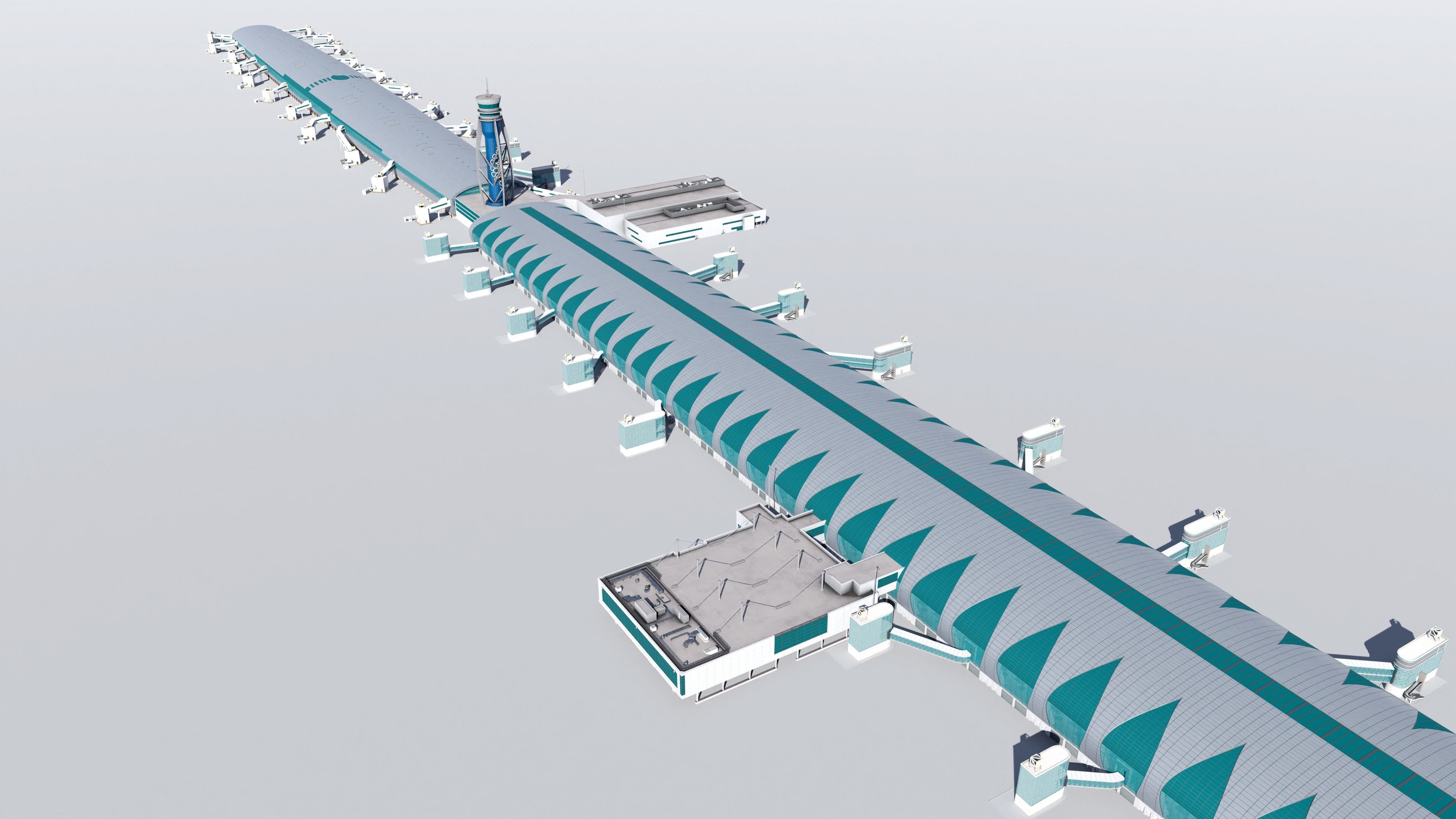 Dubai international airport terminal 3 Low-poly 3D model_2