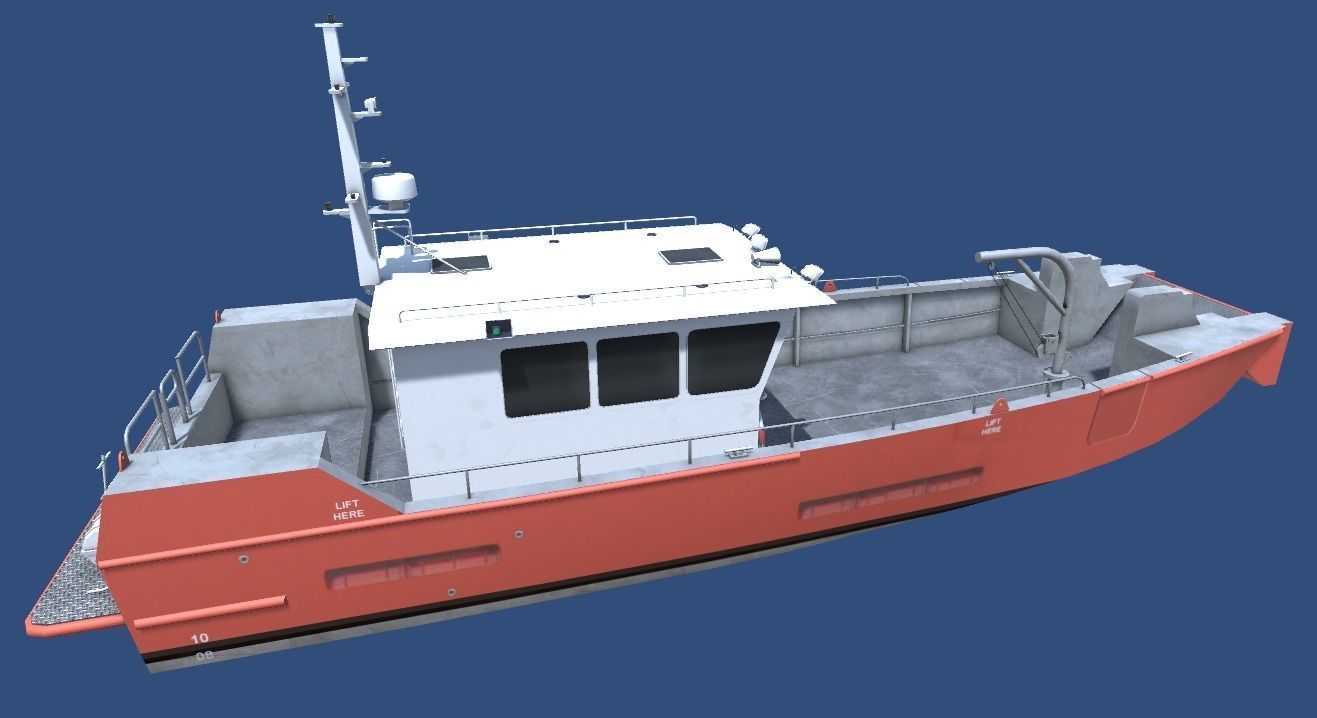 Workboat vessel Low-poly 3D model_5