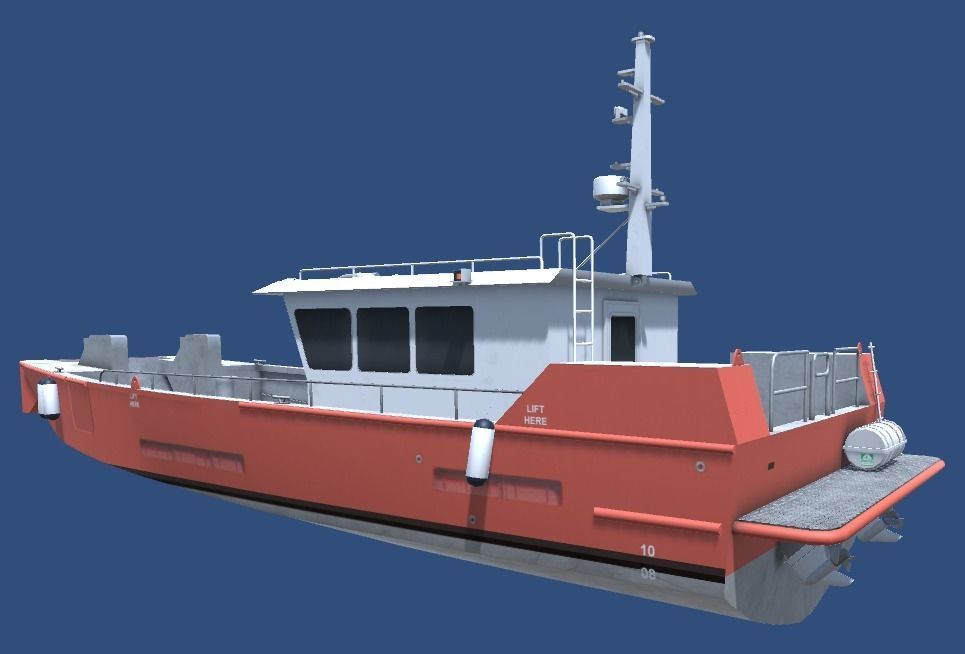 Workboat vessel Low-poly 3D model_3