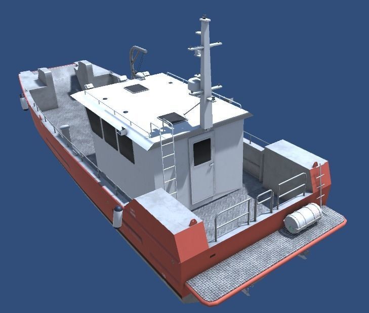 Workboat vessel Low-poly 3D model_4