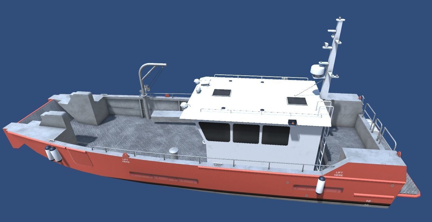 Workboat vessel Low-poly 3D model_2