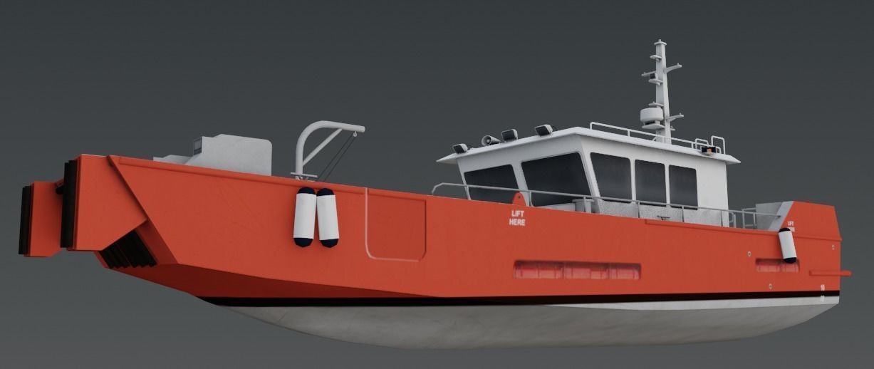 Workboat vessel Low-poly 3D model_7