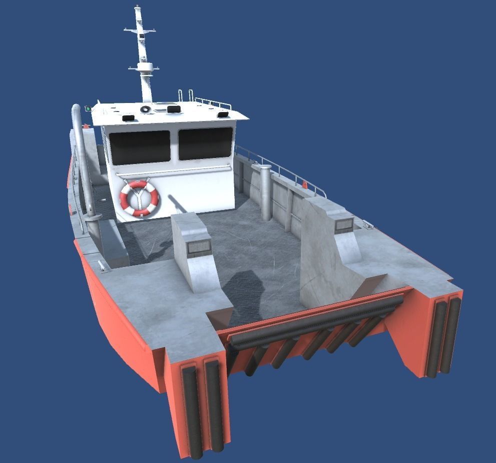Workboat vessel Low-poly 3D model_6