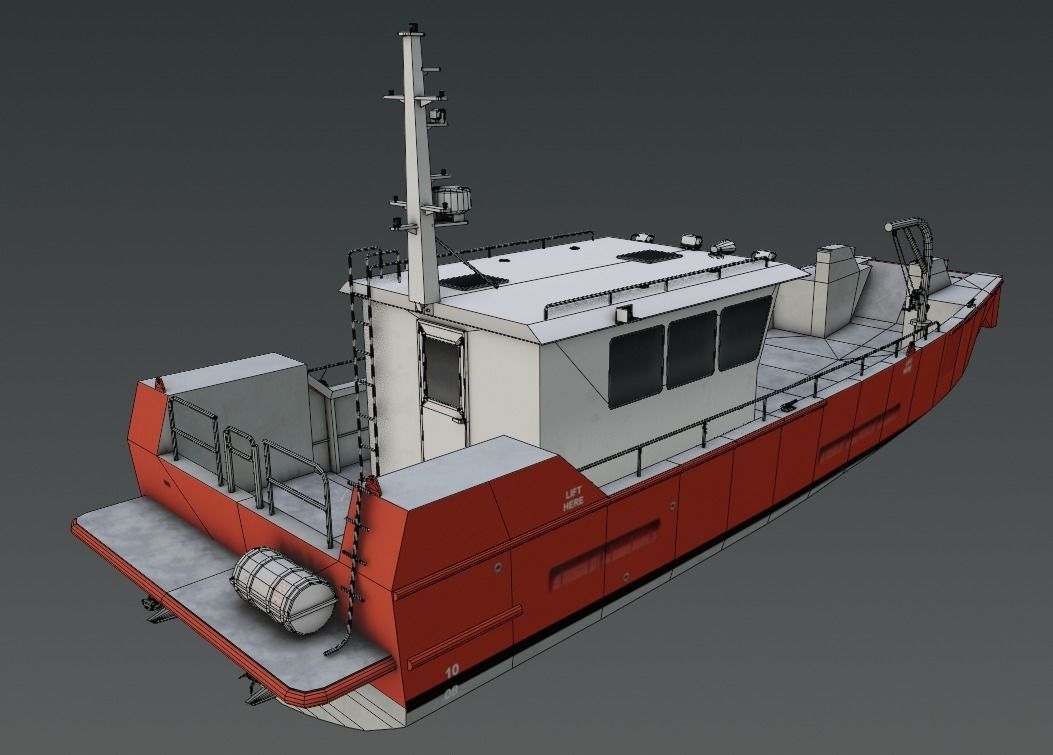 Workboat vessel Low-poly 3D model_9
