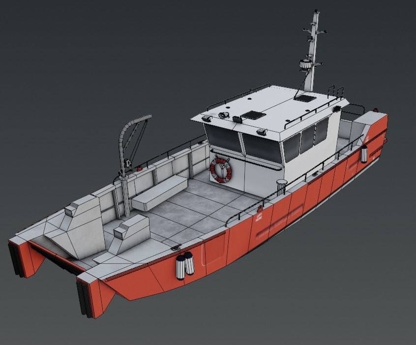 Workboat vessel Low-poly 3D model_8