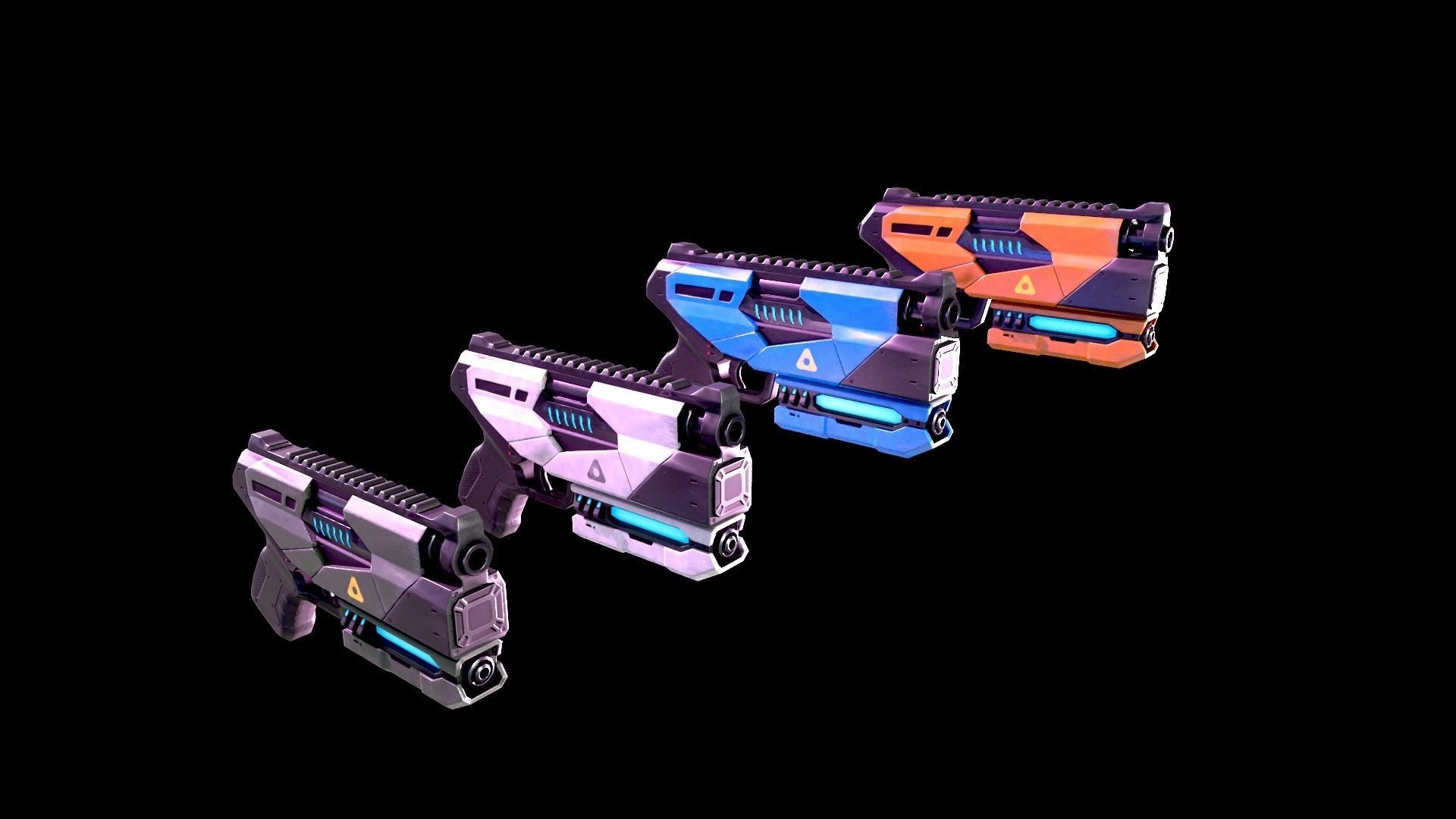 Low Poly Cyberpunk Sci-Fi Pistol Low-poly 3D model_9