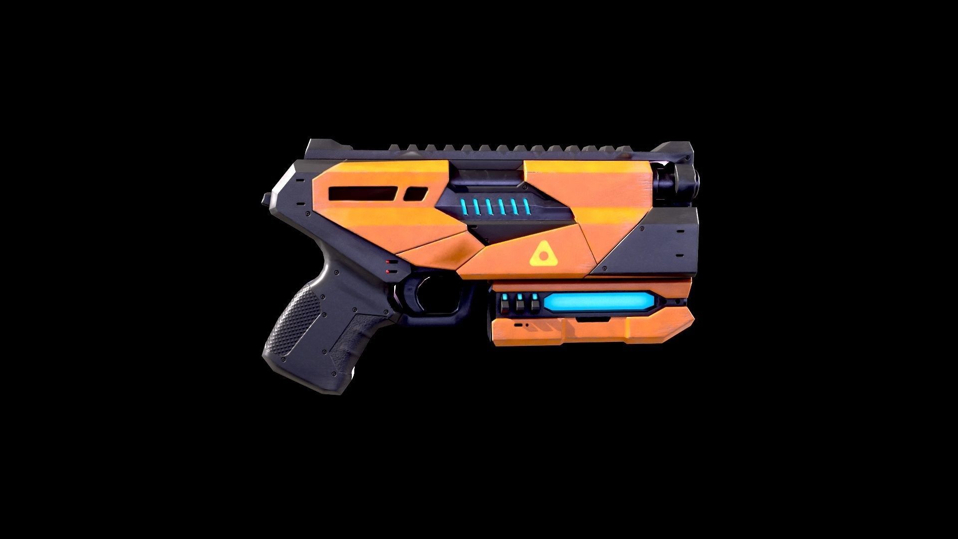 Low Poly Cyberpunk Sci-Fi Pistol Low-poly 3D model_7