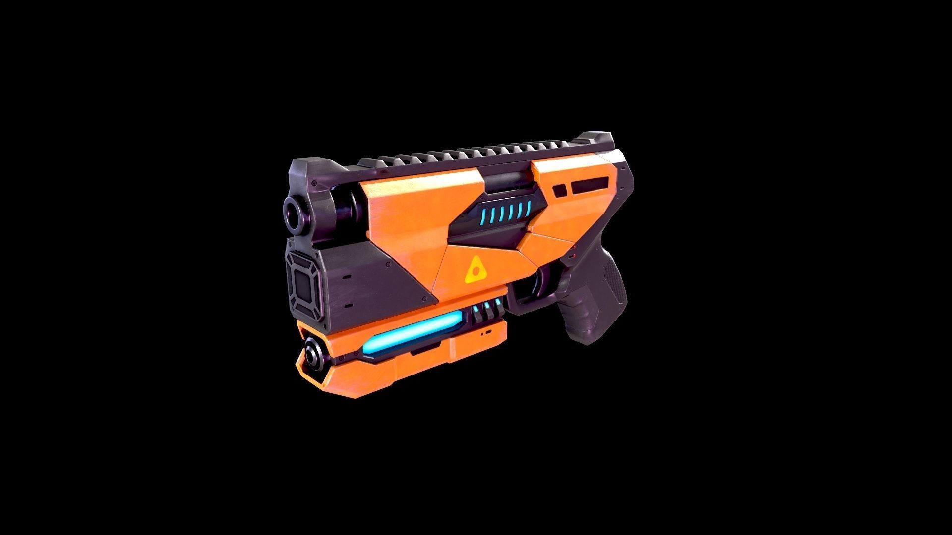 Low Poly Cyberpunk Sci-Fi Pistol Low-poly 3D model_3