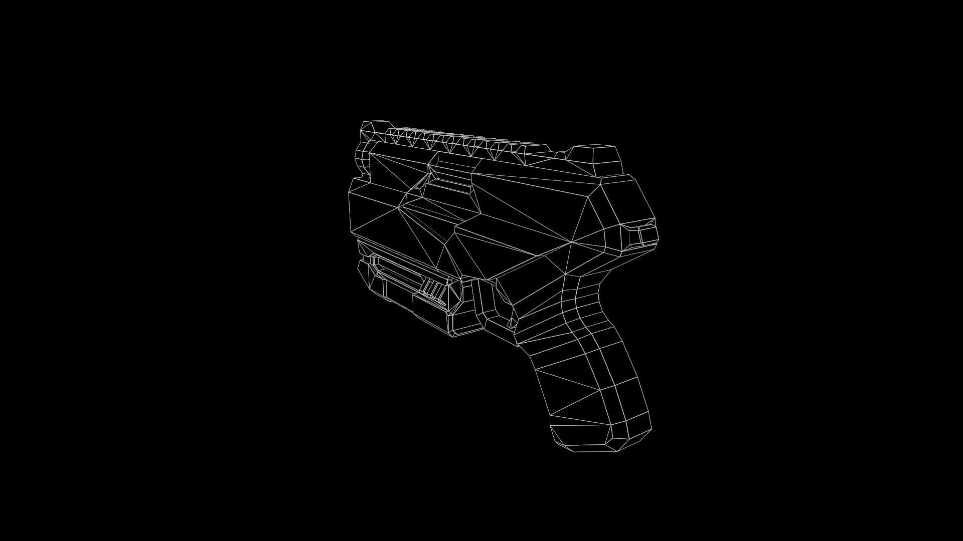 Low Poly Cyberpunk Sci-Fi Pistol Low-poly 3D model_16