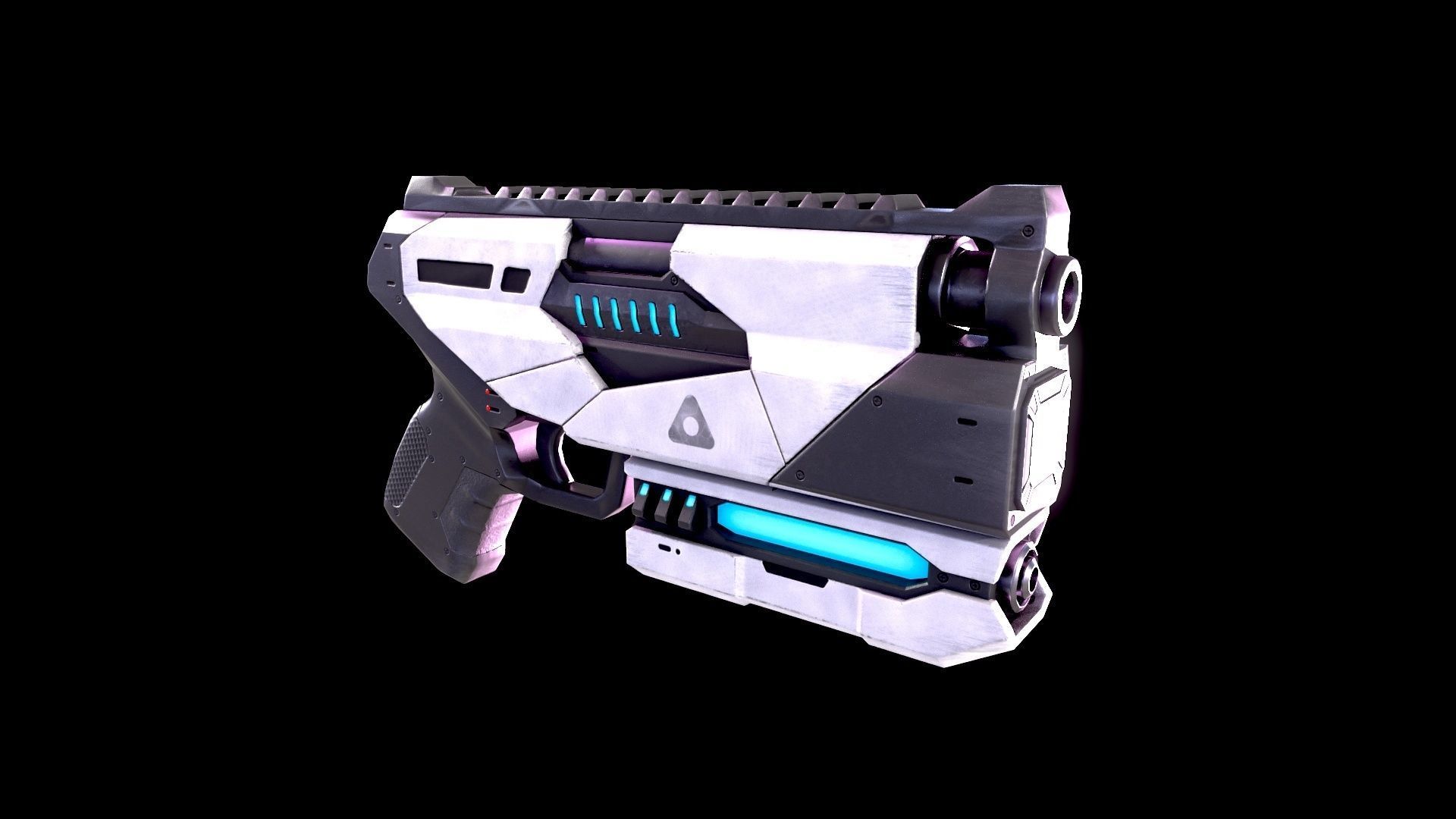 Low Poly Cyberpunk Sci-Fi Pistol Low-poly 3D model_2