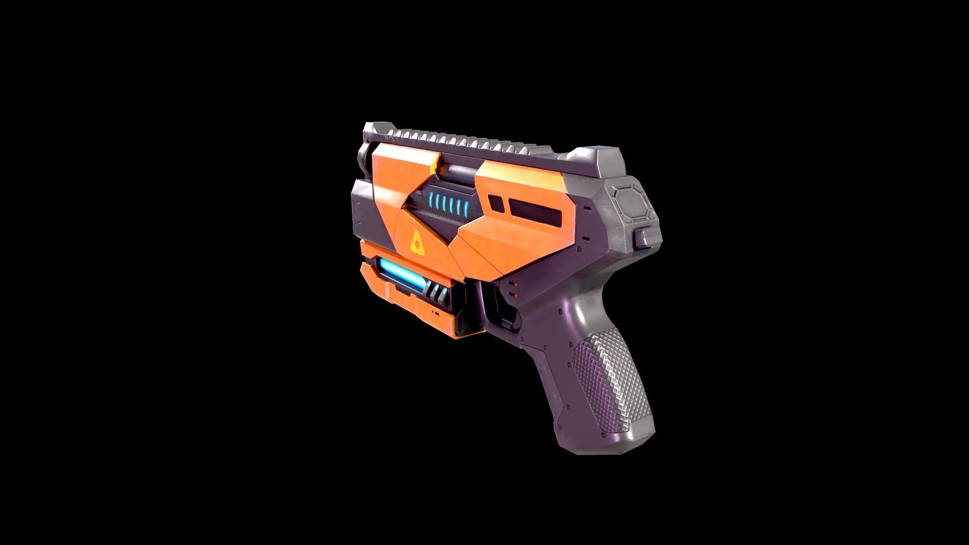 Low Poly Cyberpunk Sci-Fi Pistol Low-poly 3D model_5