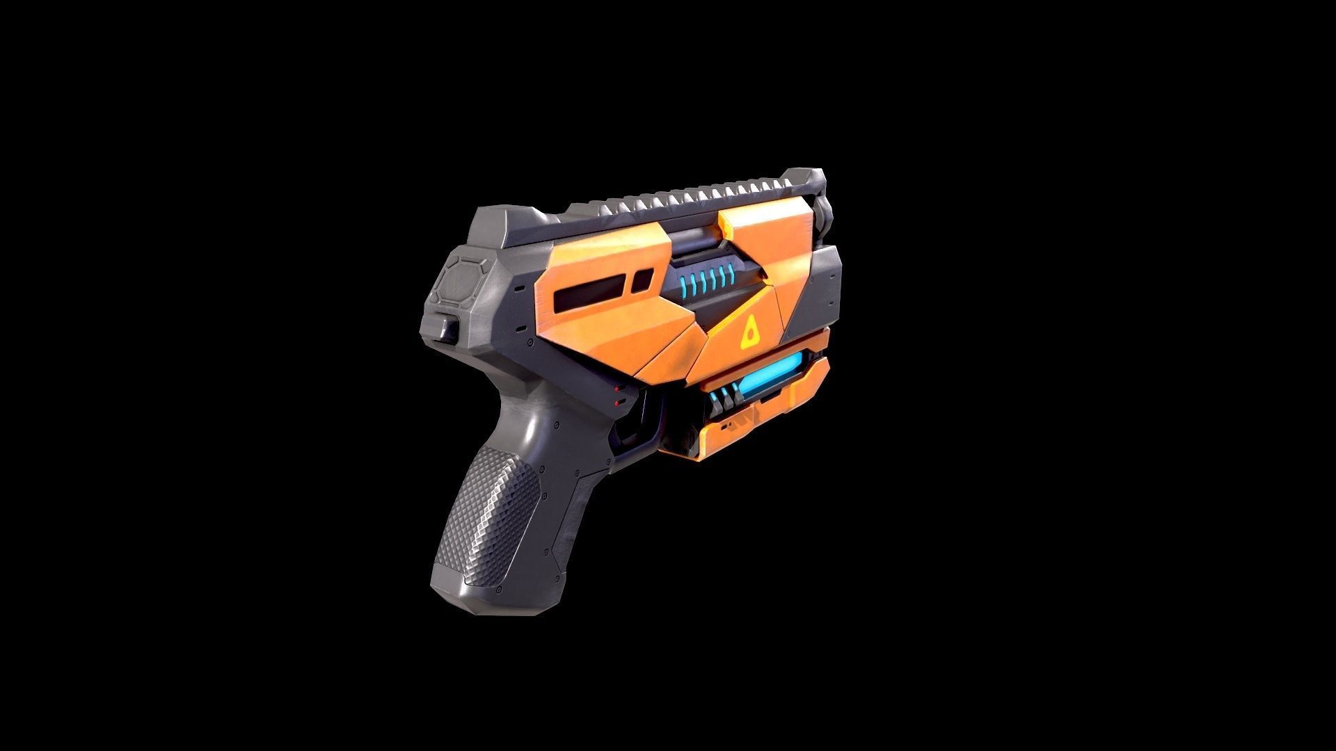 Low Poly Cyberpunk Sci-Fi Pistol Low-poly 3D model_6
