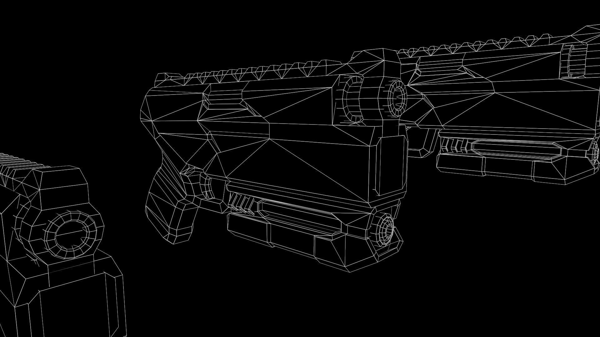 Low Poly Cyberpunk Sci-Fi Pistol Low-poly 3D model_23