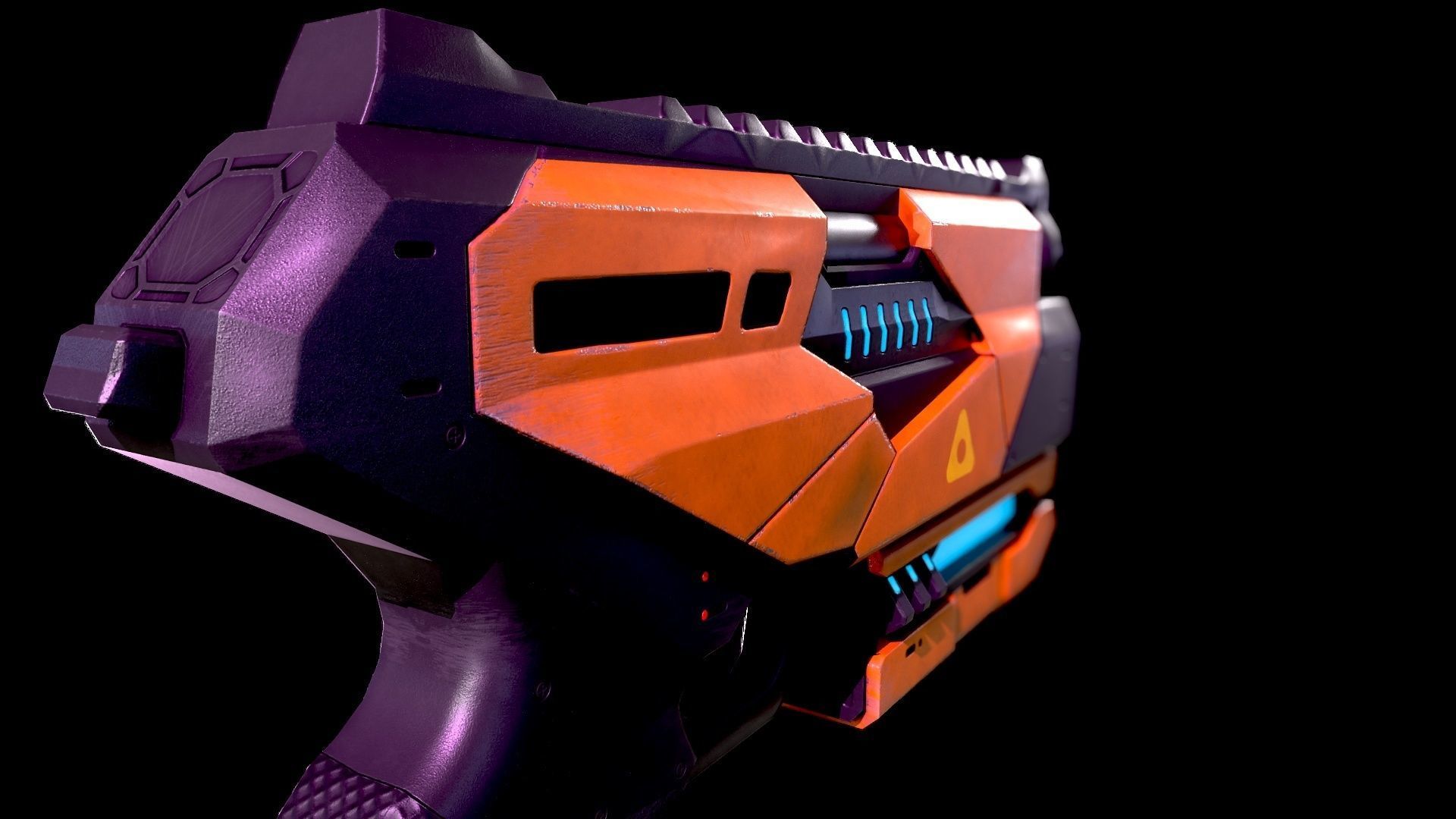 Low Poly Cyberpunk Sci-Fi Pistol Low-poly 3D model_8