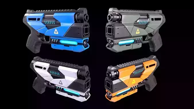 Low Poly Cyberpunk Sci-Fi Pistol Low-poly 3D model