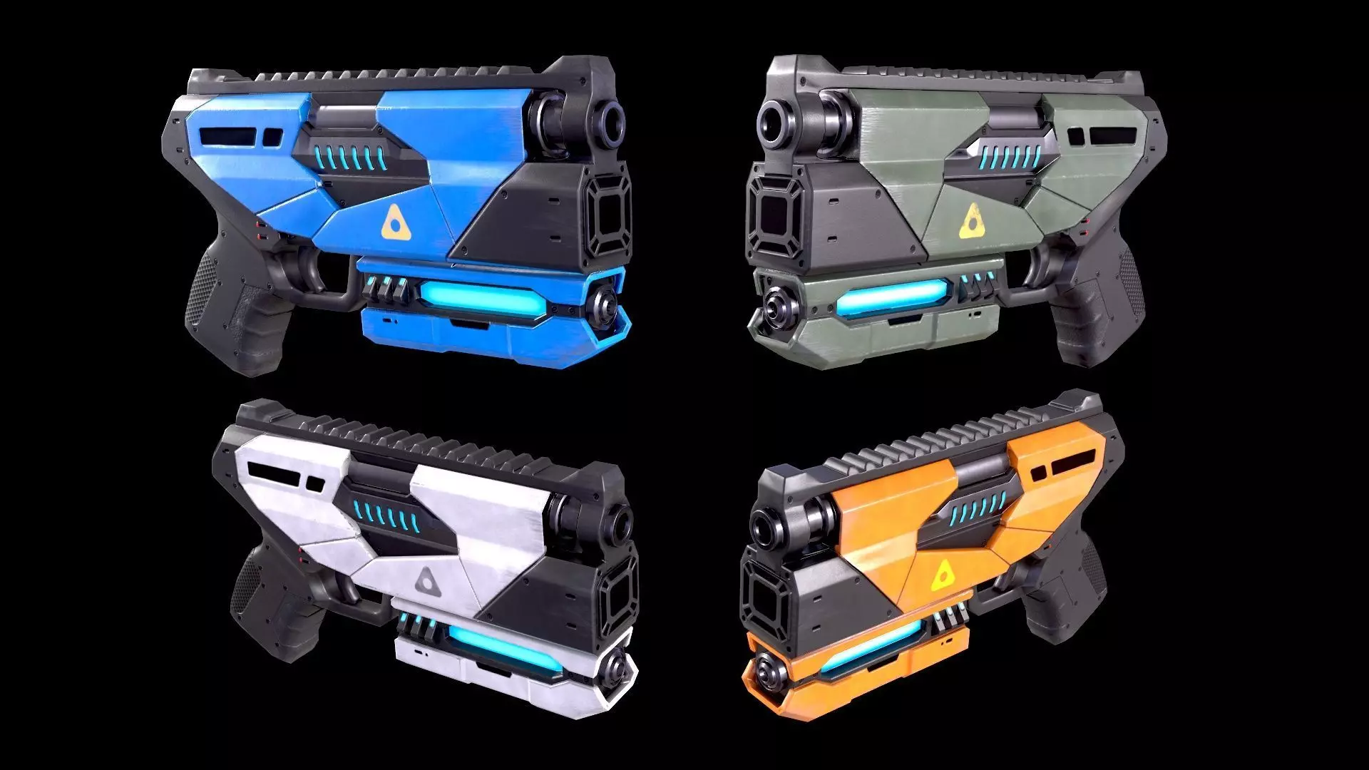 Low Poly Cyberpunk Sci-Fi Pistol Low-poly 3D model_0