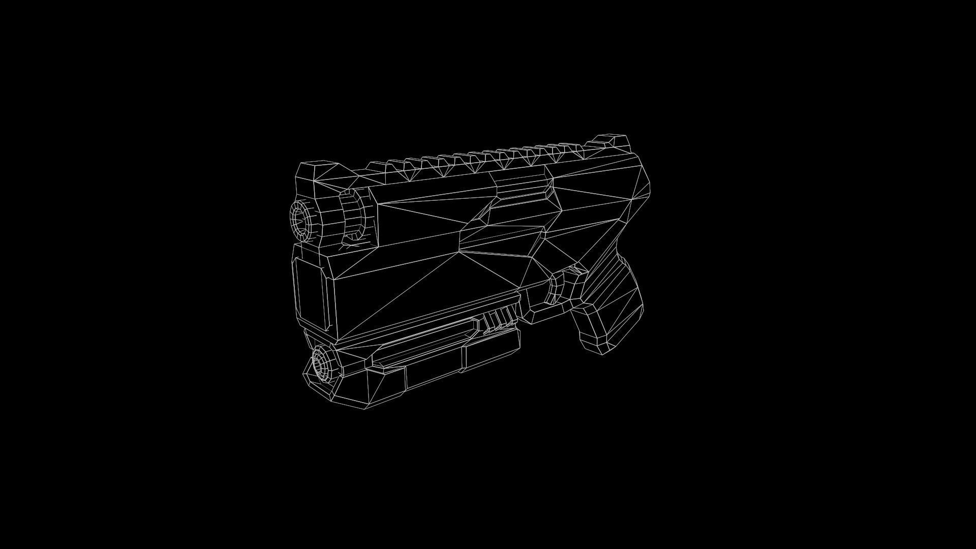 Low Poly Cyberpunk Sci-Fi Pistol Low-poly 3D model_14