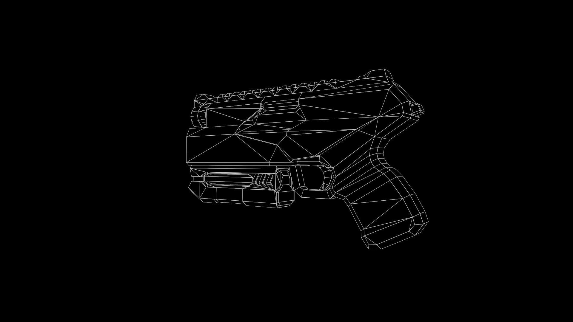 Low Poly Cyberpunk Sci-Fi Pistol Low-poly 3D model_15