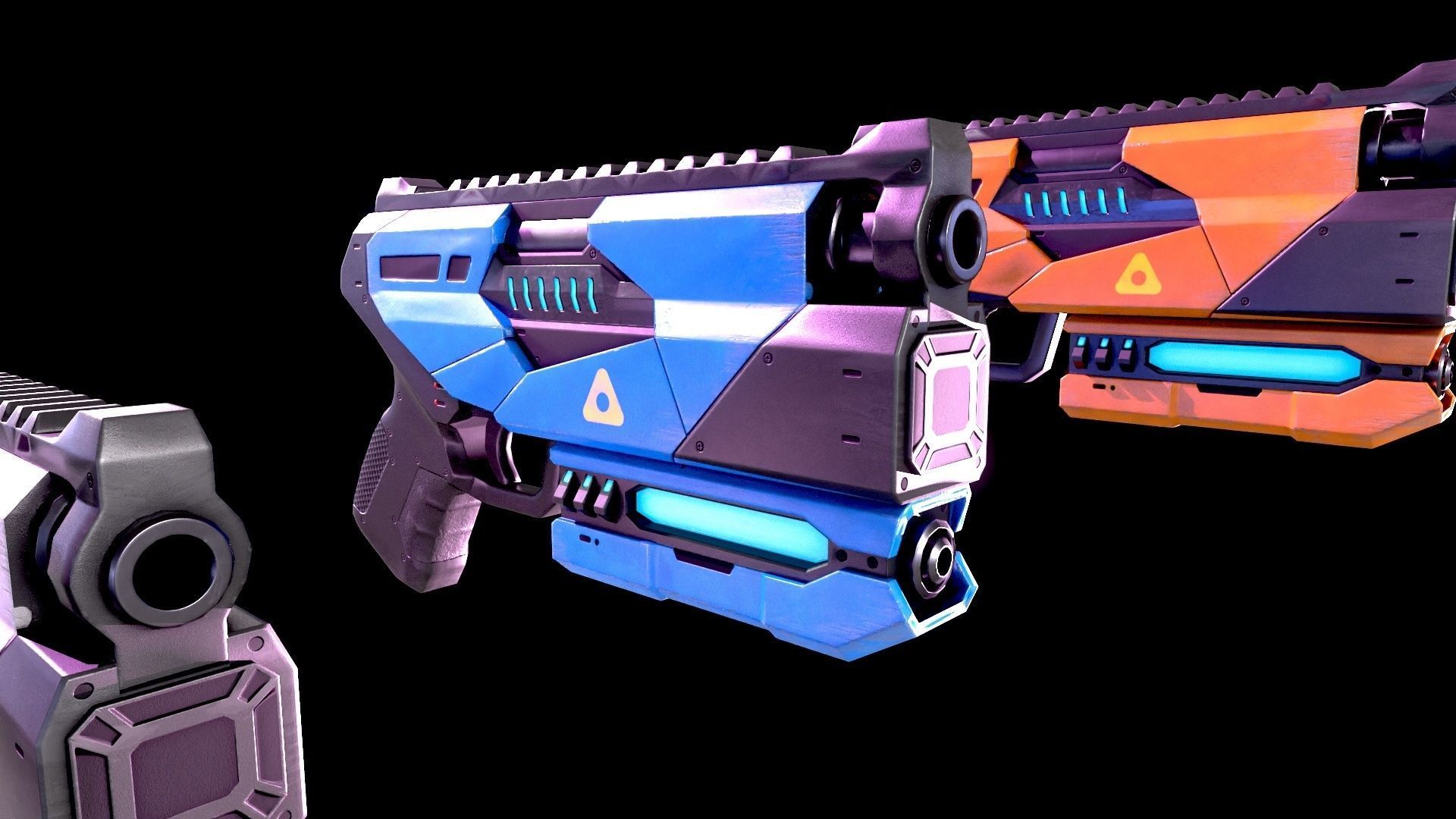 Low Poly Cyberpunk Sci-Fi Pistol Low-poly 3D model_12